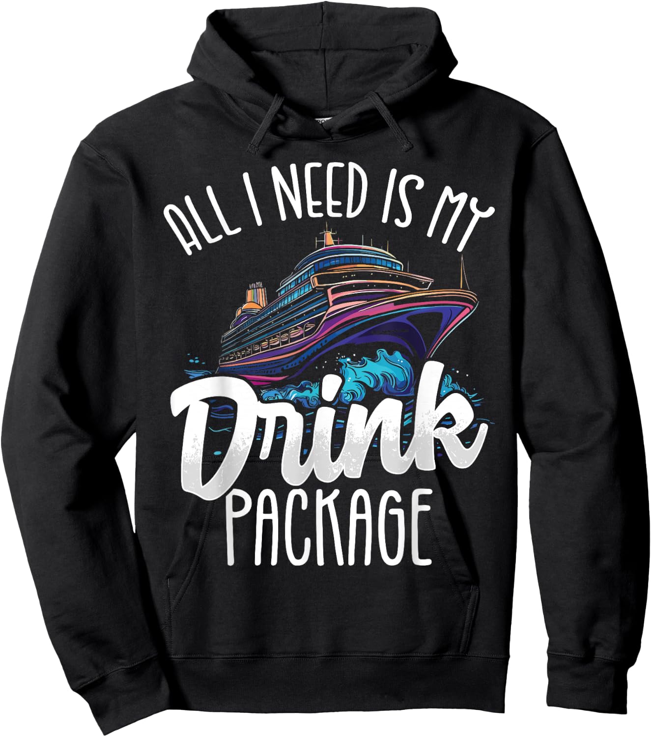 Cruise Design Women Drinks Package Funny Cruise , black, S Hoodie - Hoodie | Black