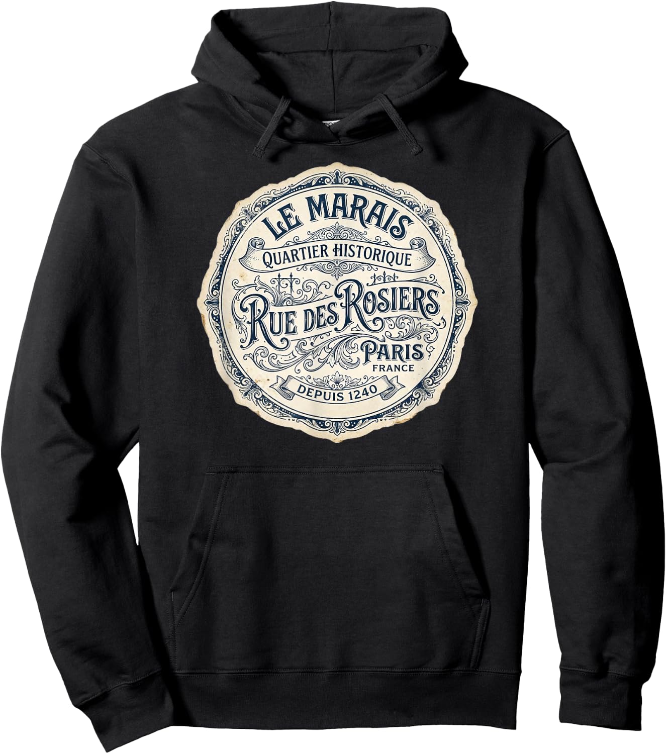 Le Marais Paris France Quartier Historique Depuis 1240 Hoodie - Hoodie | Black