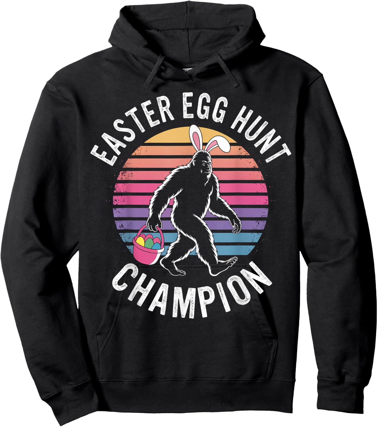 Easter Egg Hunt Champion Funny Bigfoot Bunny Eggs Easter Day Hoodie - Hoodie | Black