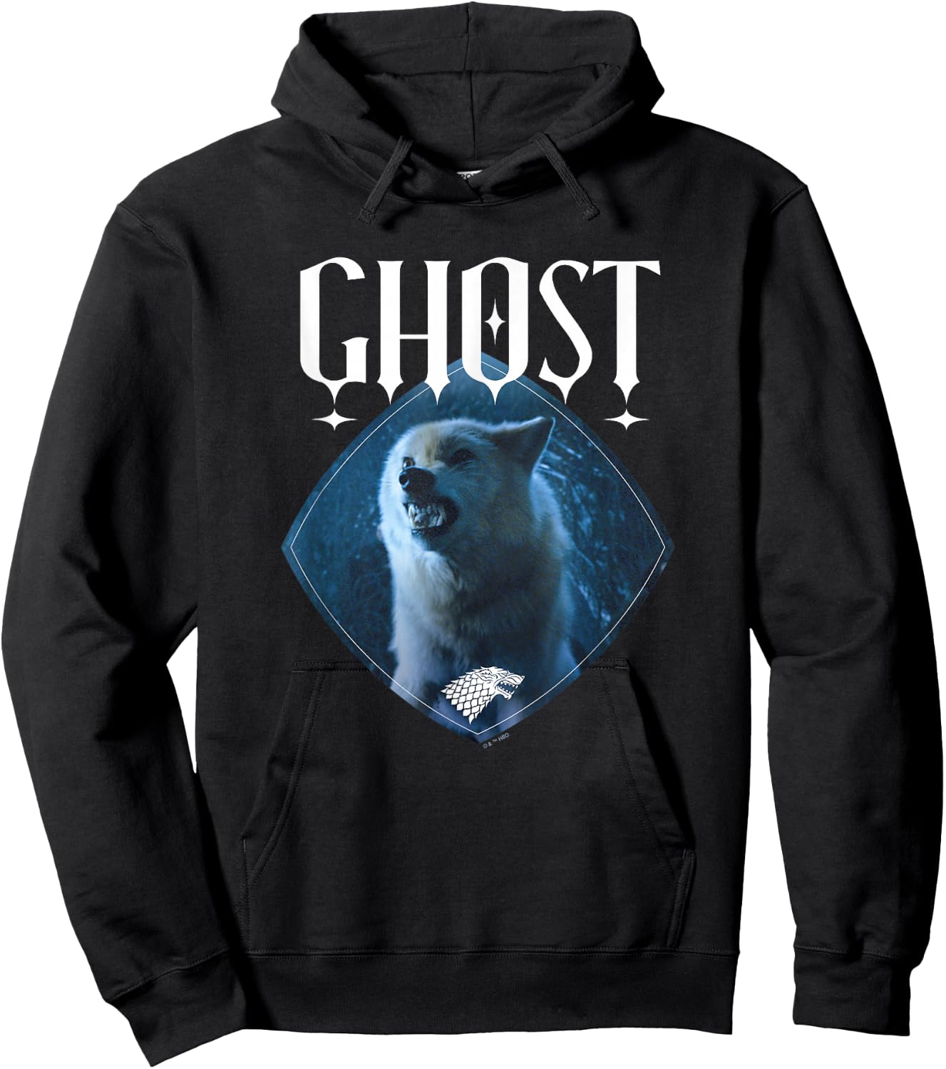 Game Of Thrones Ghost Stark Direwolf Center Portrait Badge Hoodie - Hoodie | Black