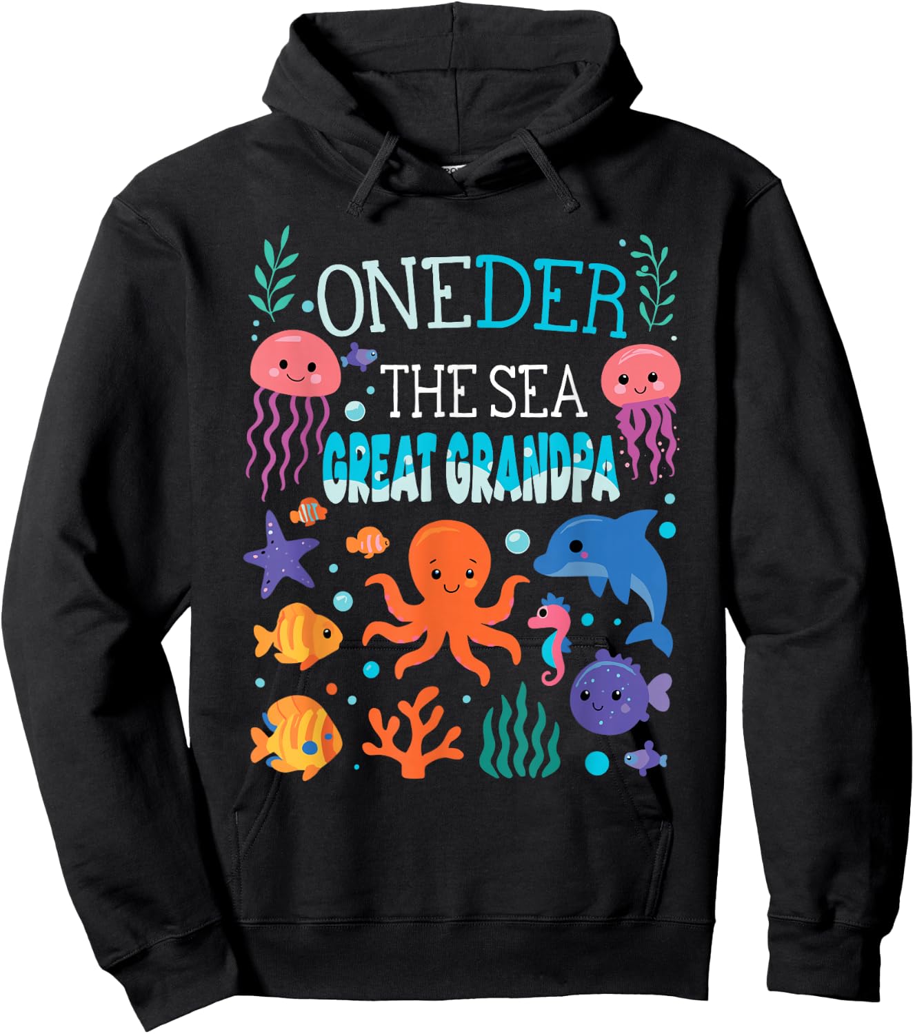 Under Sea Great Grandpa Birthday Girl Boy Matching Family Hoodie - Hoodie | Black