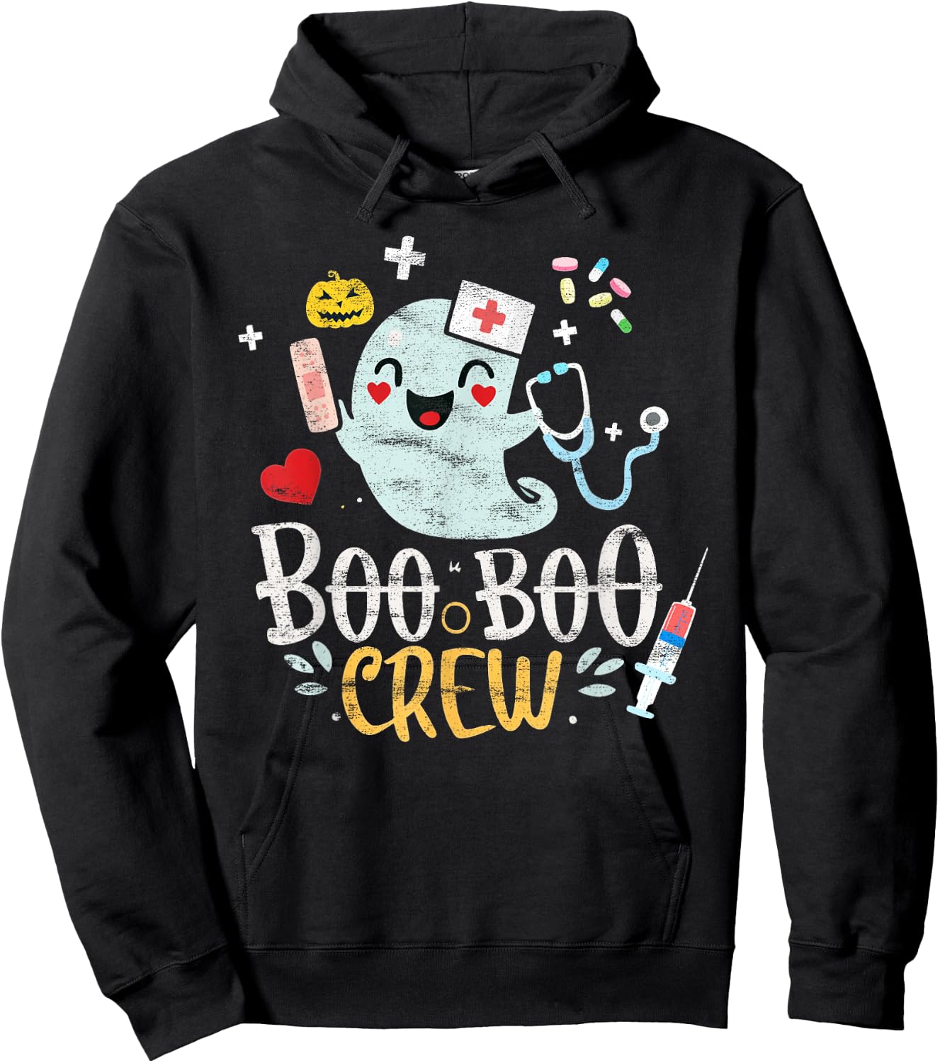Boo Boo Crew - Doctor Halloween Costume Nurse Ghost Hoodie - Hoodie | Black