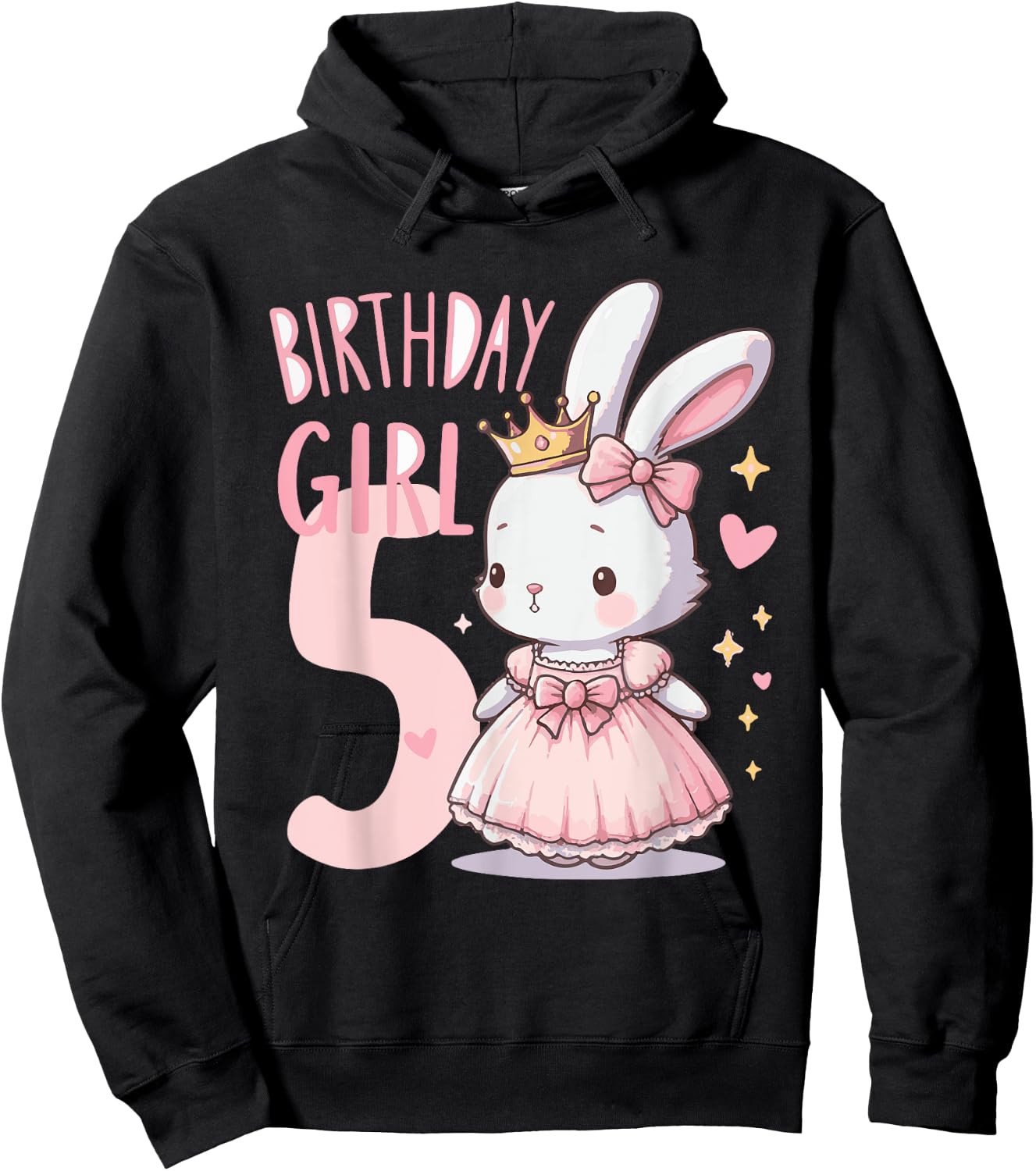 Rabbit Princess Children's Birthday 5 Years Girl Pink Hoodie - Hoodie | Black