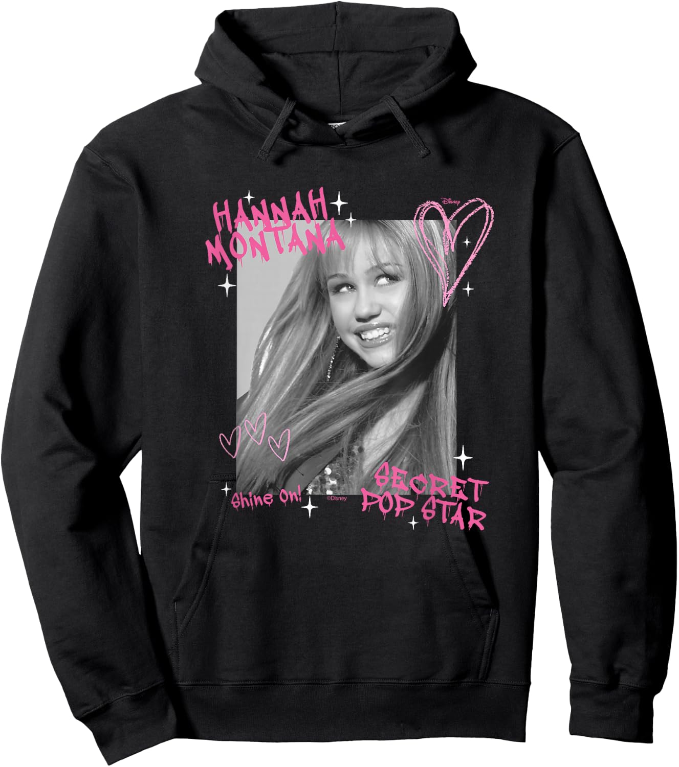 Disney Hannah Montana Secret Pop Star Photo Shine On Hoodie - Hoodie | Black