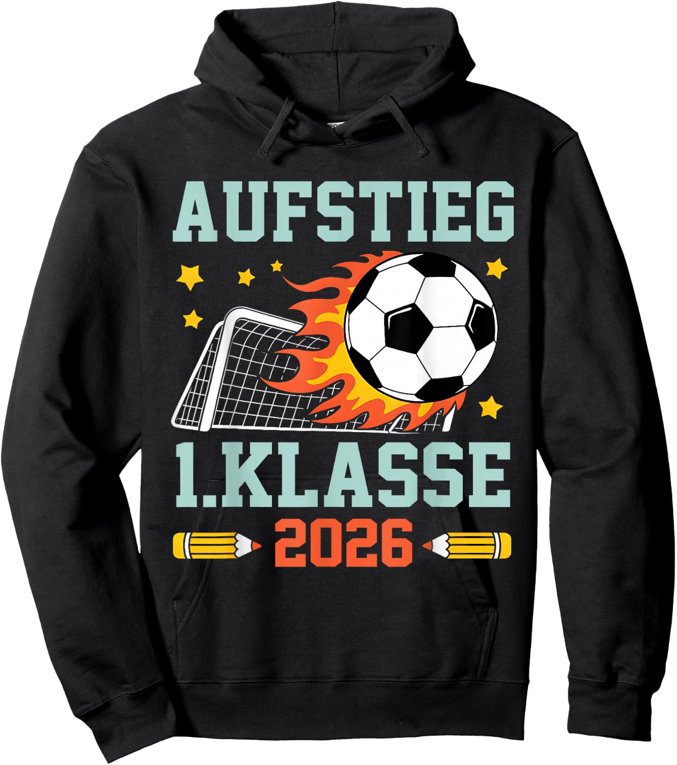Schulkind 2026 Einschulung Erste Klasse Fußball 1 Klasse Hoodie - Hoodie | Black