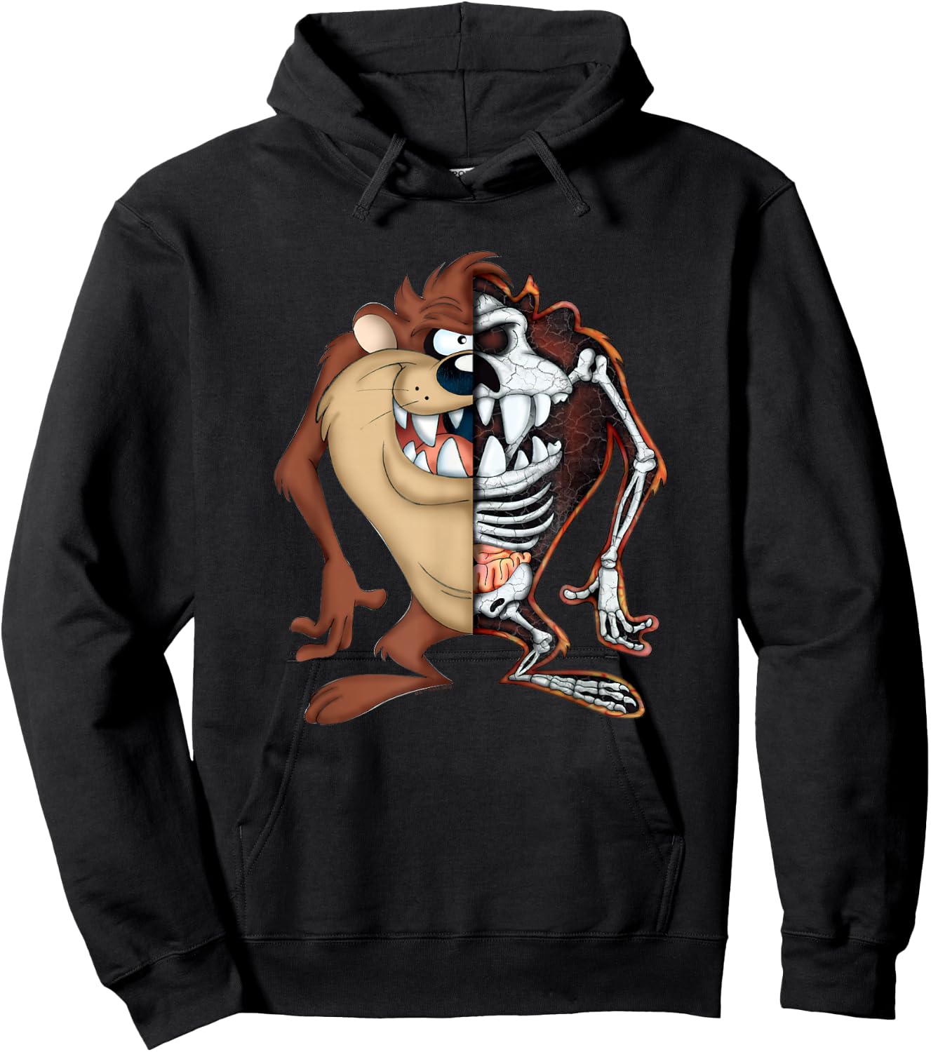 Looney Tunes Taz Half Skeleton Hoodie - Hoodie | Black