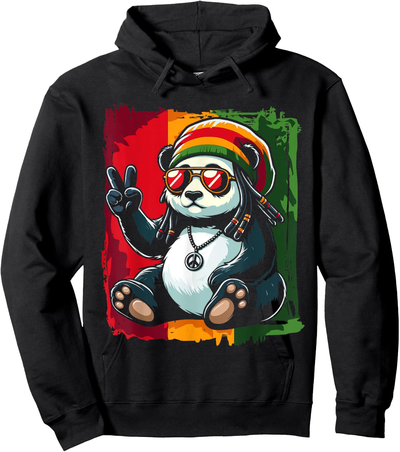 Reggae Panda Jamaica Pandabear Dreadlocks , Black, S Hoodie - Hoodie | Black