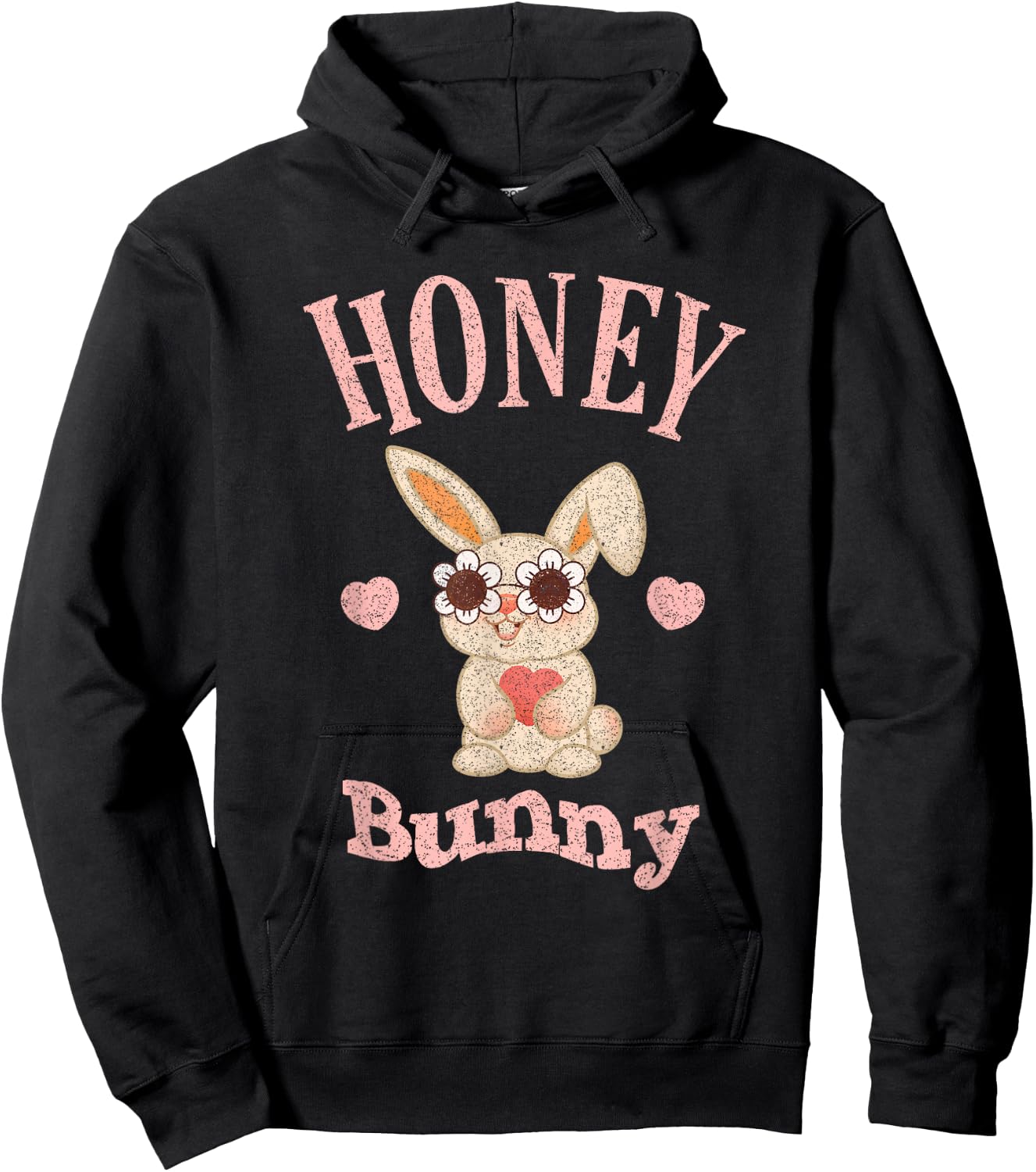 Honey Bunny Retro Easter Cute Rabbit Women Girls Kid Toddler Hoodie - Hoodie | Black