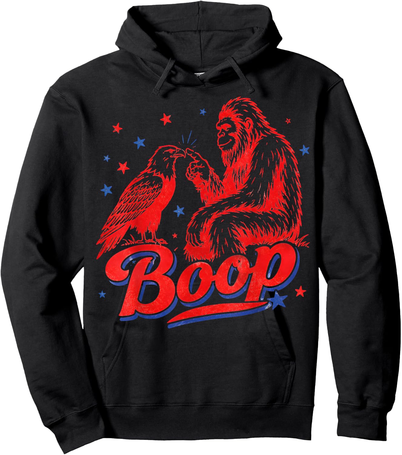 Boop Vintage Bigfoot and Eagle Funny Patriotic 4th of July Hoodie - Hoodie | Black