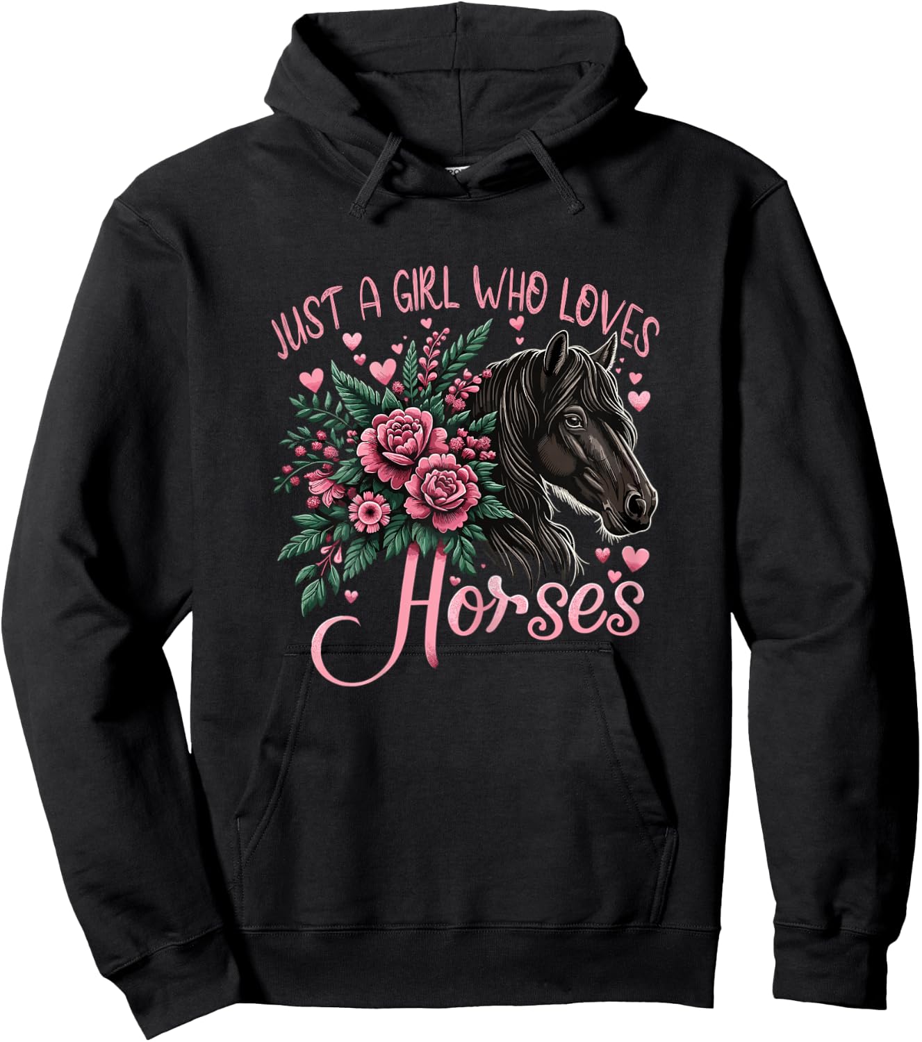 Just A Girl Who Loves Horses Vintage Horse Hoodie - Hoodie | Black