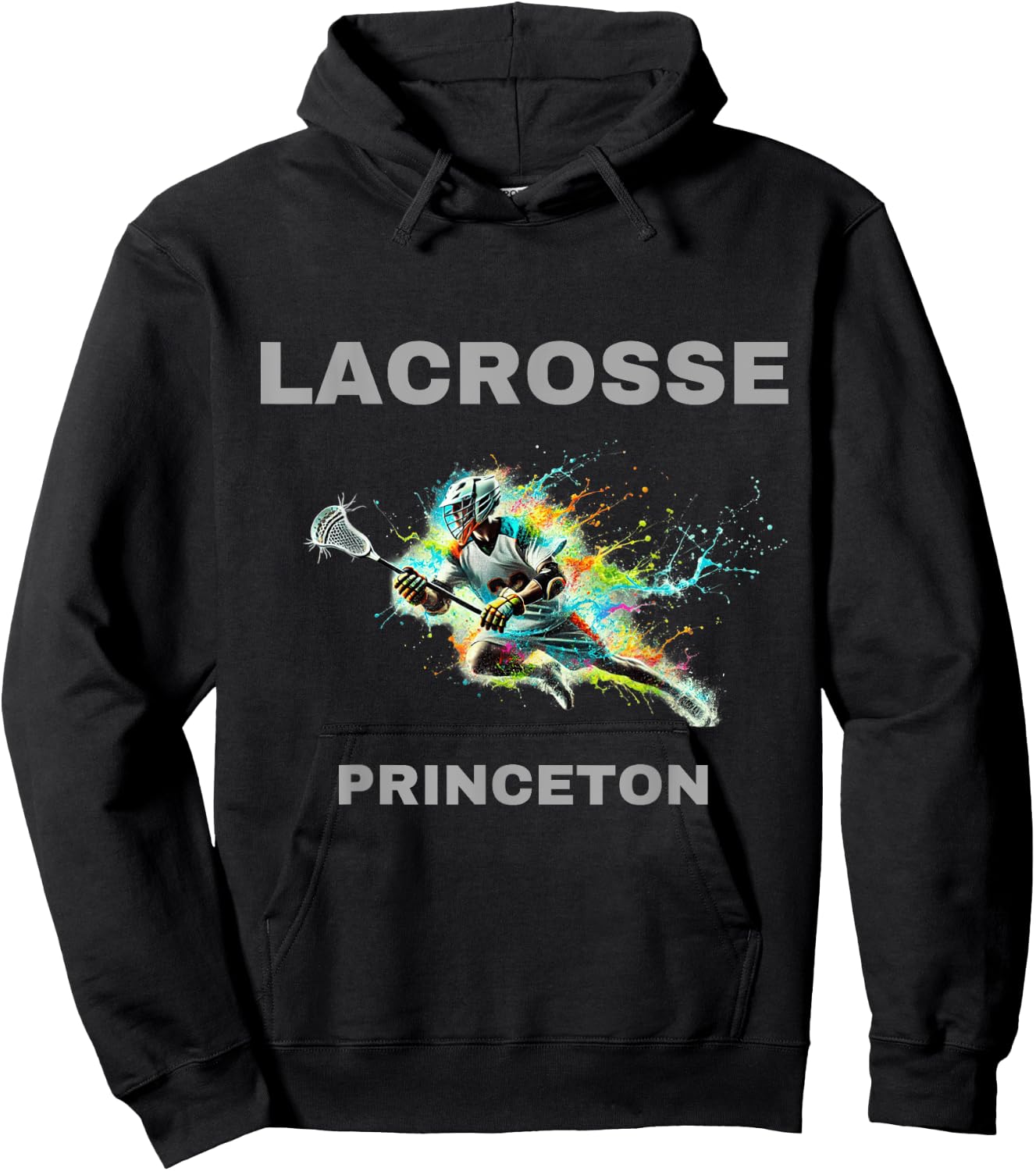 Colorful Lacrosse Player - Princeton Hoodie - Hoodie | Black