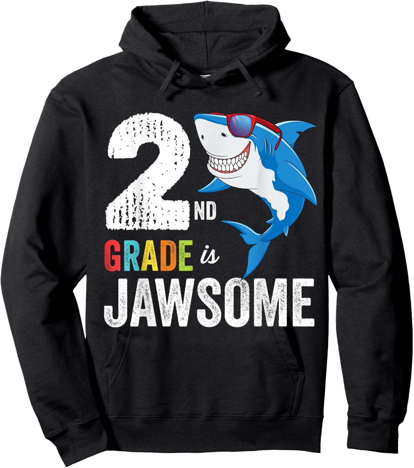 Second Grade Shirt Boys Girls Shark First Day of School Hoodie - Hoodie | Black