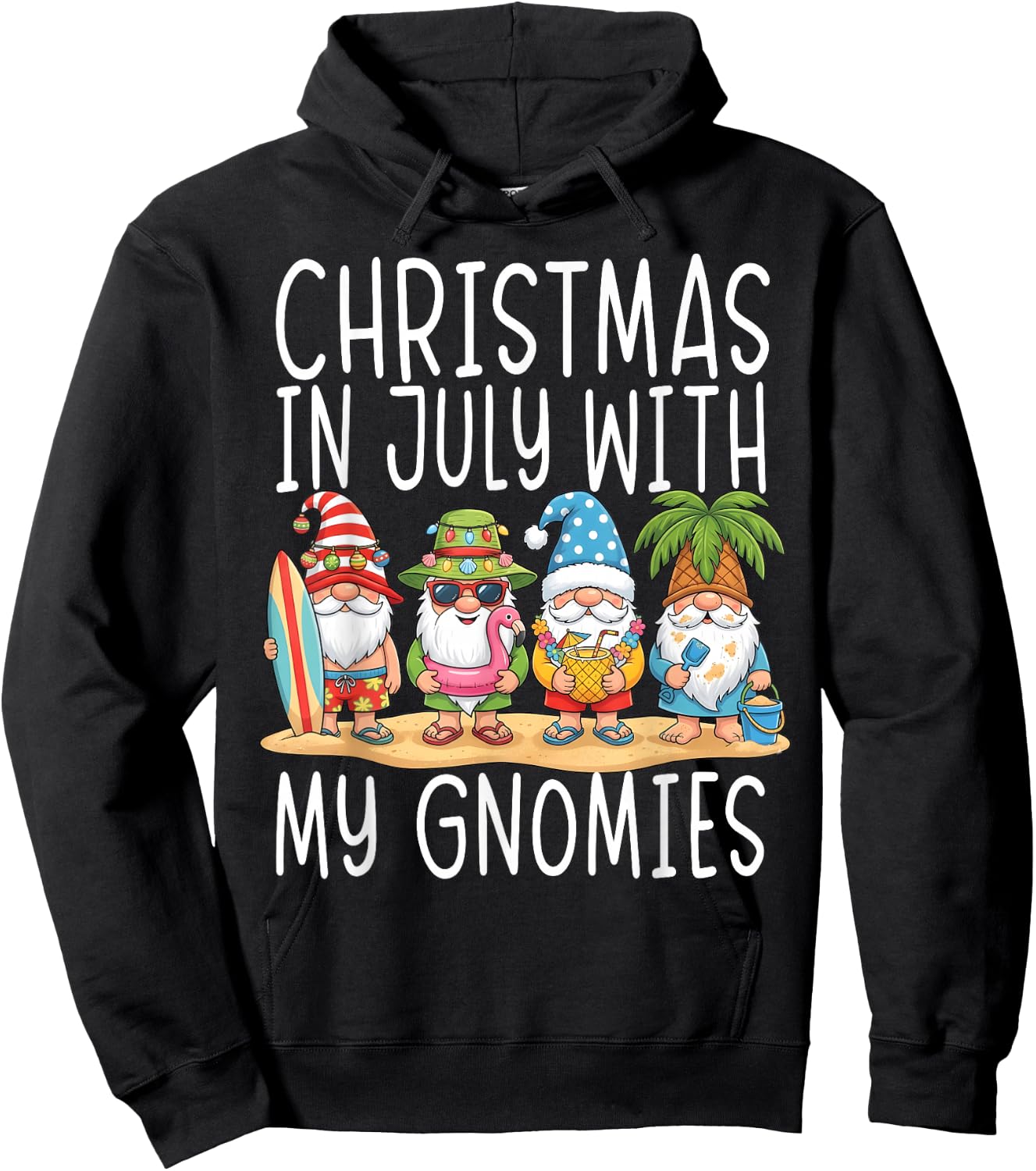Gnome Christmas in July with My Gnomies Summer Vacation 2026 Hoodie - Hoodie | Black