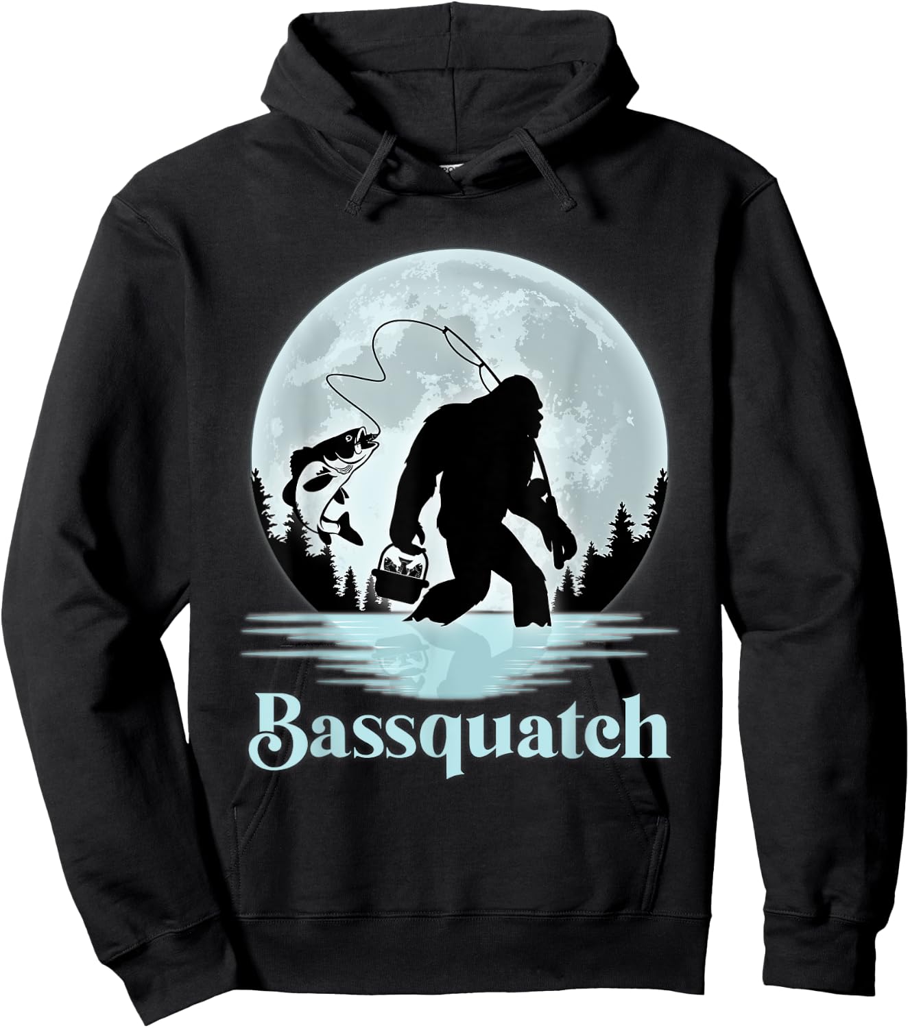 Bassquatch Funny Sasquatch Bigfoot Bass Fishing Hoodie - Hoodie | Black