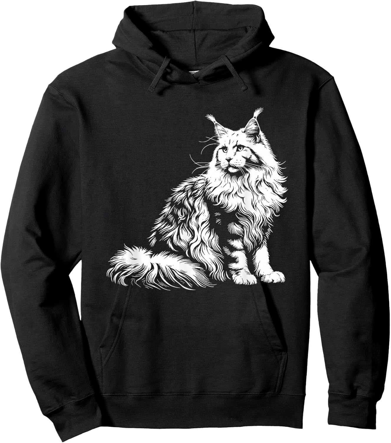 Cat Dad Mom Lover - Monochromatic Maine Coon , Black, S Hoodie - Hoodie | Black