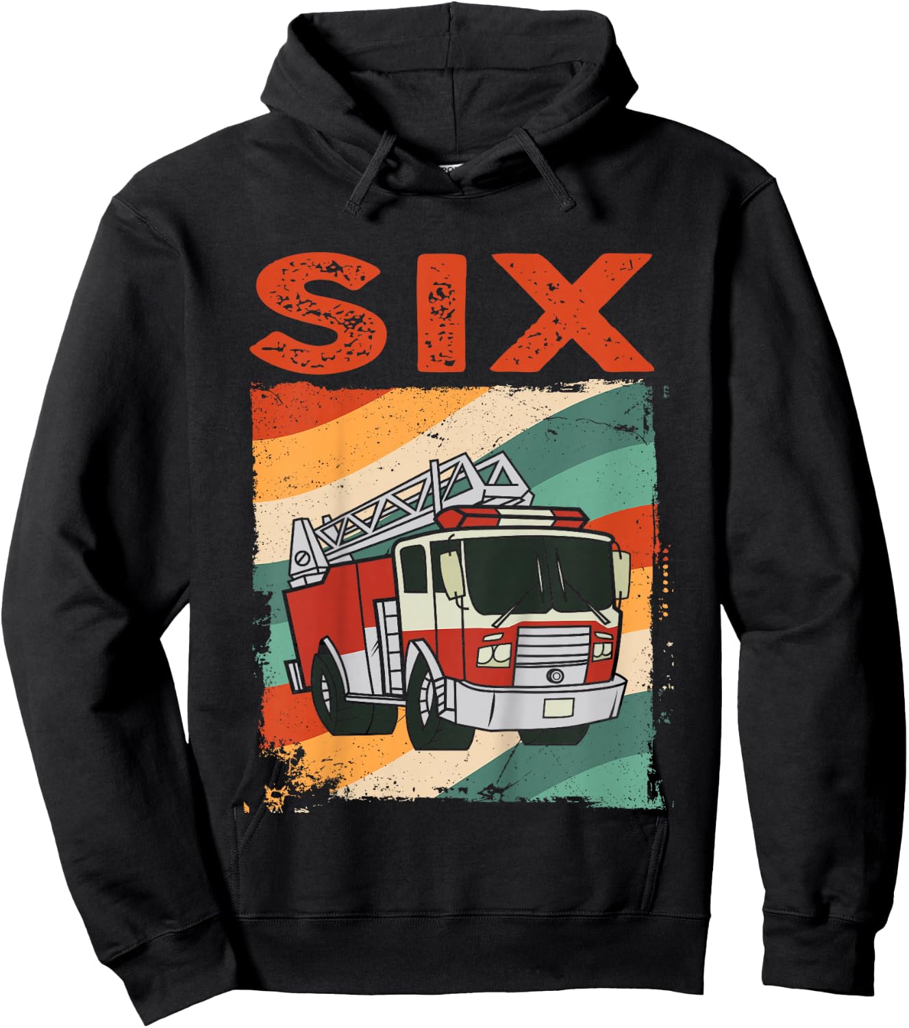6 Year Old Shirt 6th Birthday Boy Firefighter Fire Truck Hoodie - Hoodie | Black