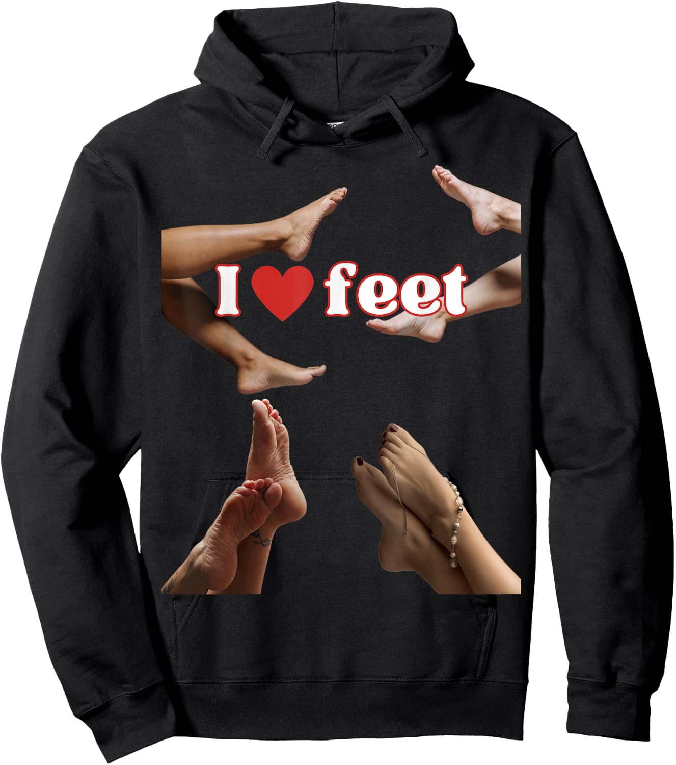 I Love Feet, Cool Design for Foot Lovers or Podiatrists , black Hoodie - Hoodie | Black