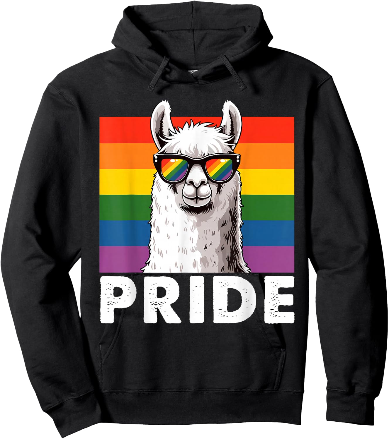 Llama Pride Gay Lesbian Resis Rainbow Flag Transsexual LGBT Hoodie - Hoodie | Black