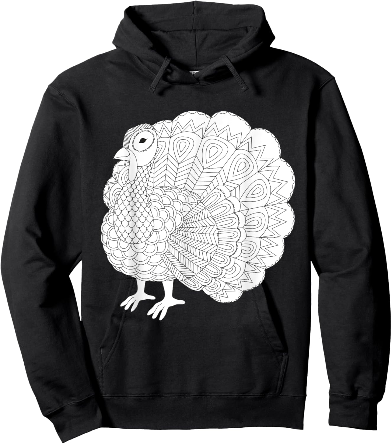 Fall Thanksgiving Turkey Color Your Own Shirt Colorific Hoodie - Hoodie | Black