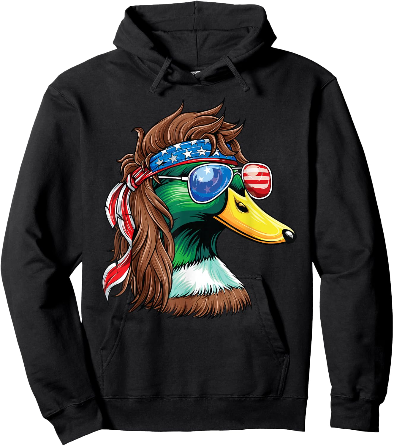 4th of July Duck Shirt USA Flag Funny Patriotic Duck Hoodie - Hoodie | Black