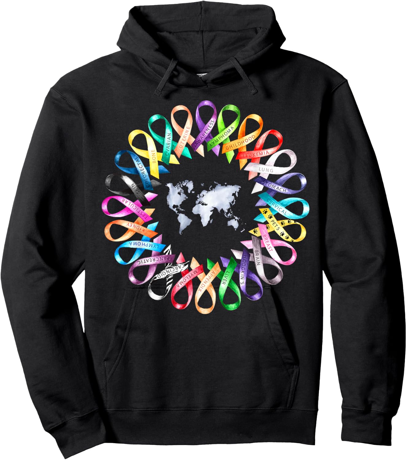 Cancer Sucks In Every Color Shirt Caner Ribbon Colors Hoodie - Hoodie | Black
