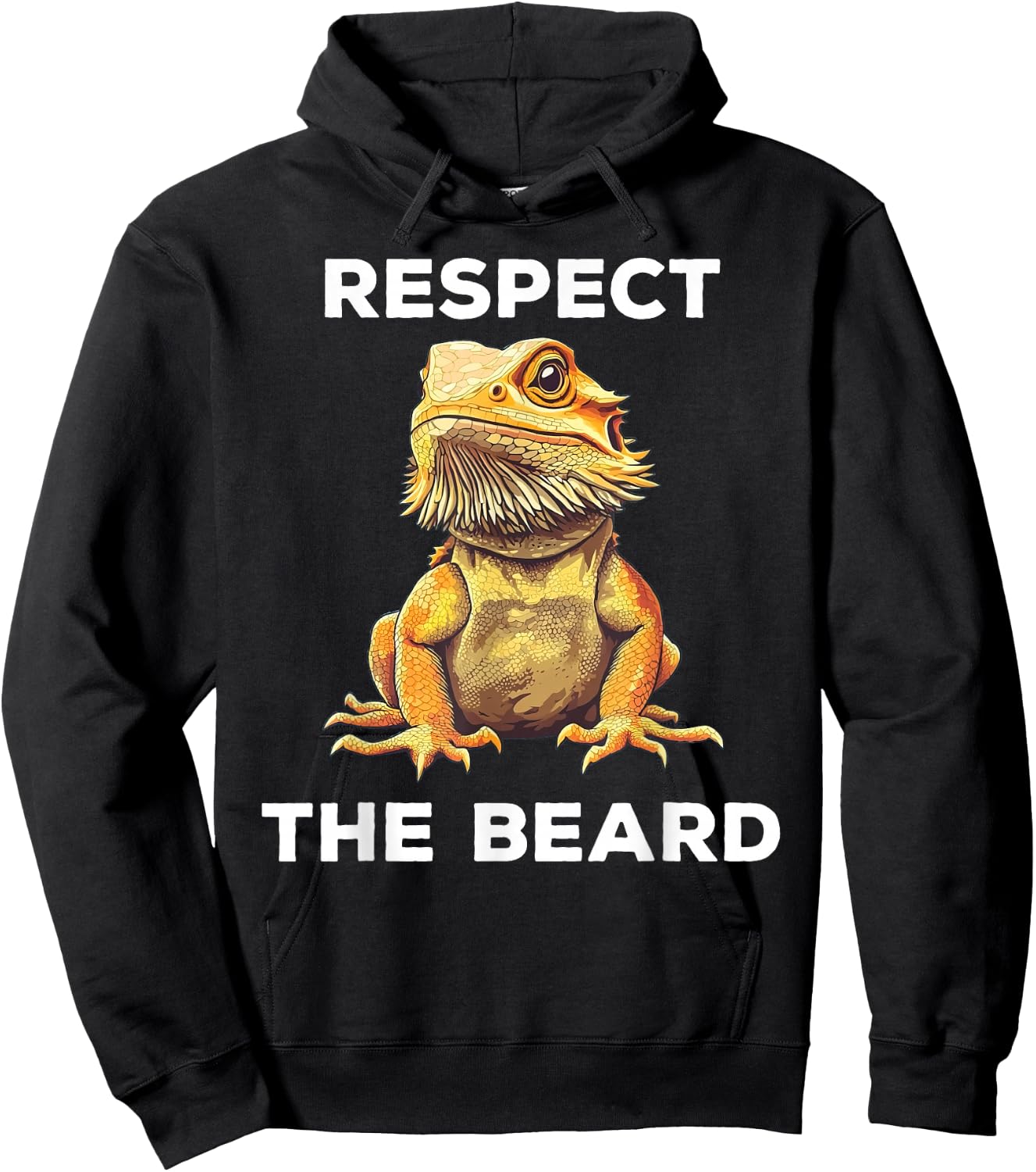 Respect The Beard Bearded Dragon Funny Hoodie - Hoodie | Black