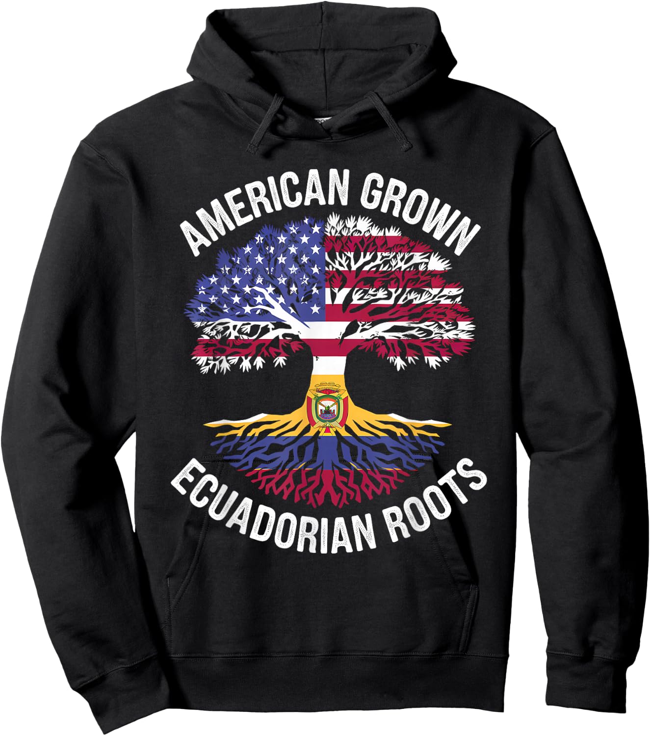 American Grown with Ecuadorian Roots Tree Dual Citizens Hoodie - Hoodie | Black