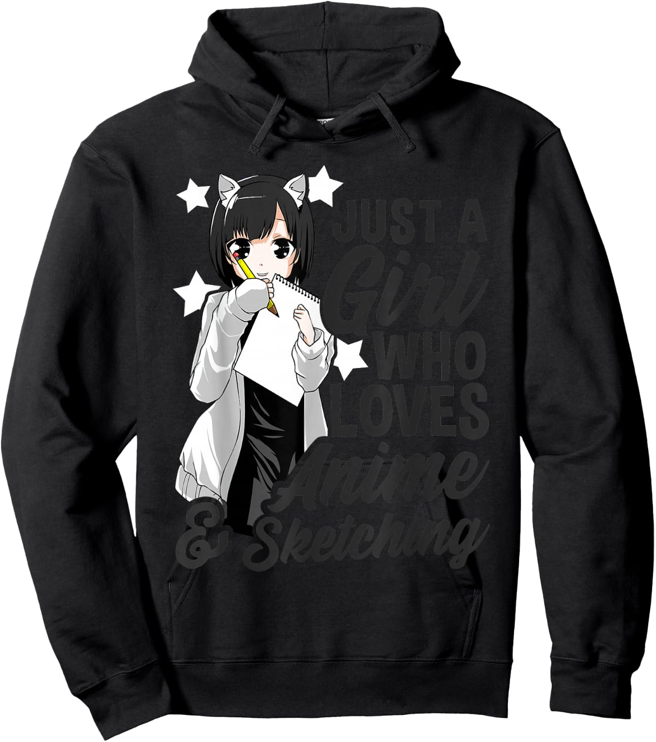 Just a Girl Who Loves Anime and Sketching Drawing Hoodie - Hoodie | Black