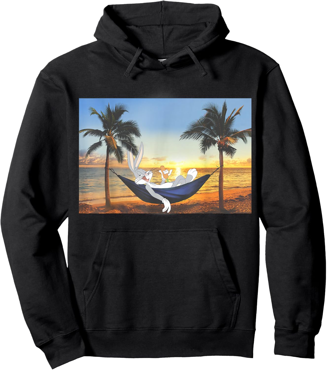Looney Tunes Bugs Bunny Sunset Hammock Portrait Hoodie - Hoodie | Black