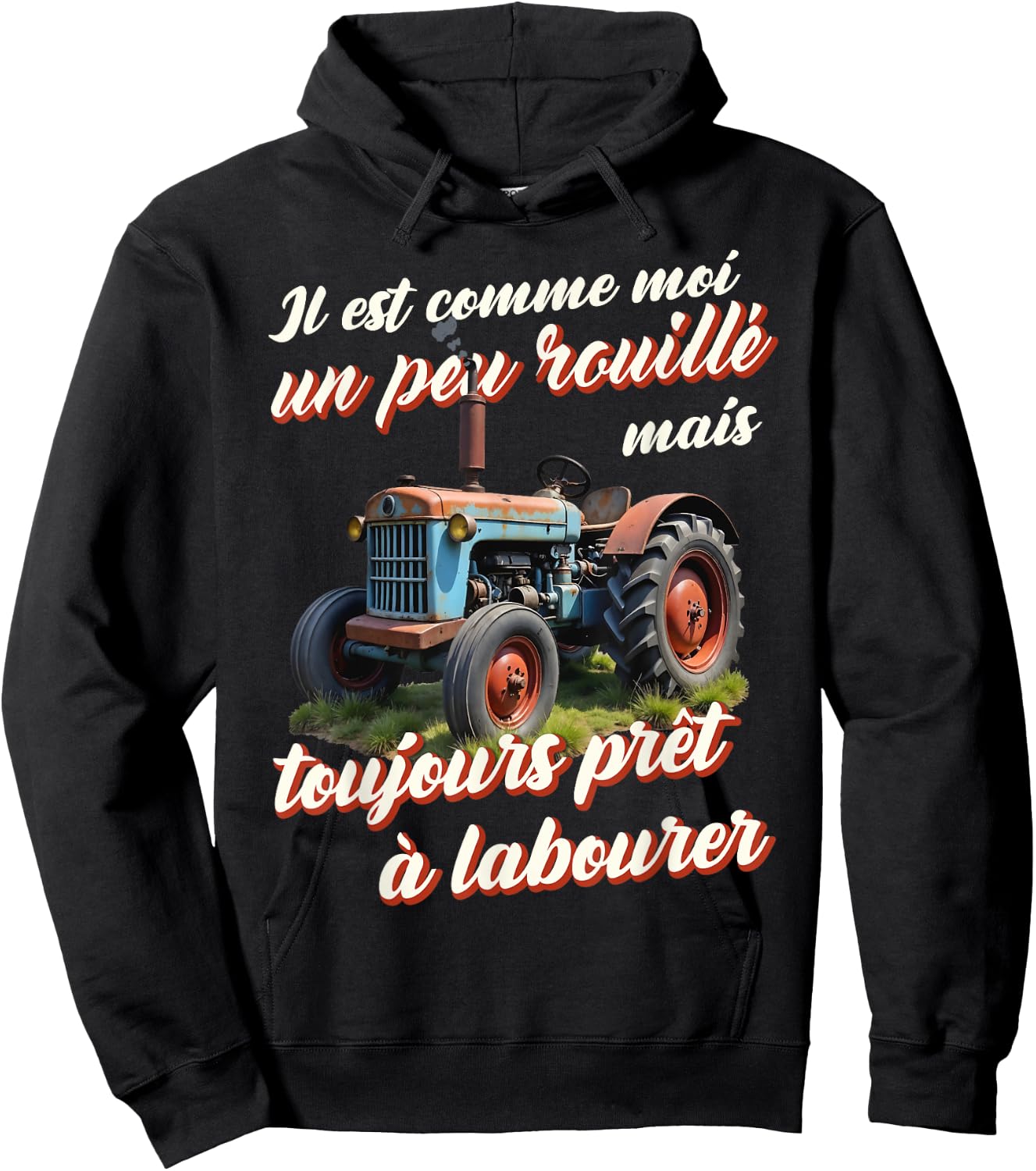 Tractor farmer gift old tractor old humor , Black, S Hoodie - Hoodie | Black