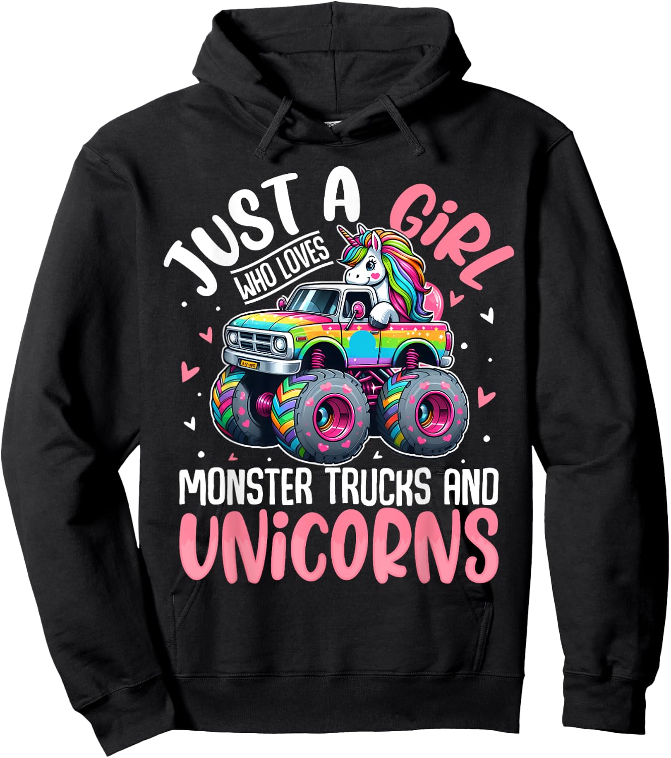 Just a Girl Who Loves Monster Trucks And Unicorns Toddler Hoodie - Hoodie | Black