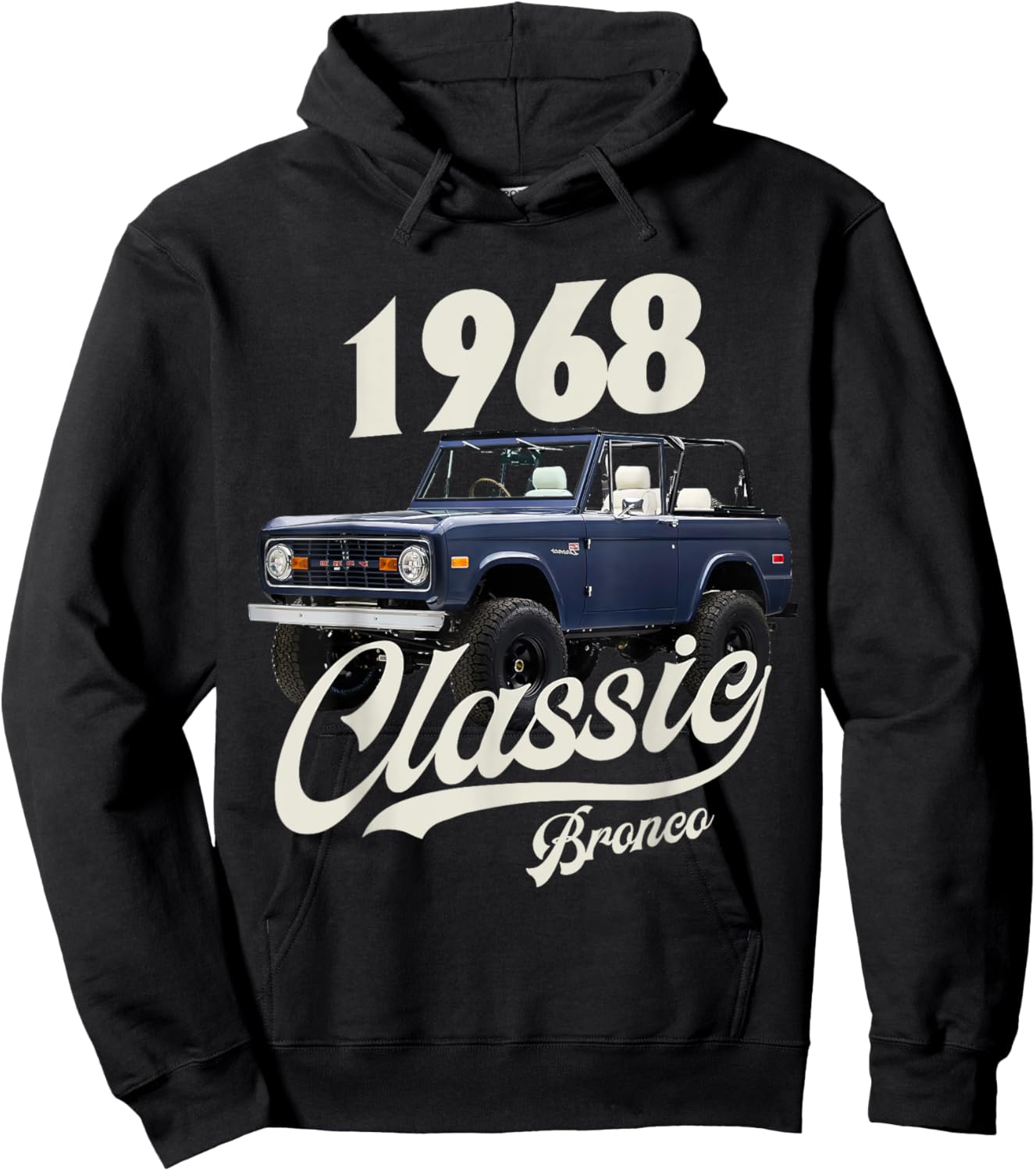 Classic bronco 1968 dark blue , Small, Black Hoodie - Hoodie | Black