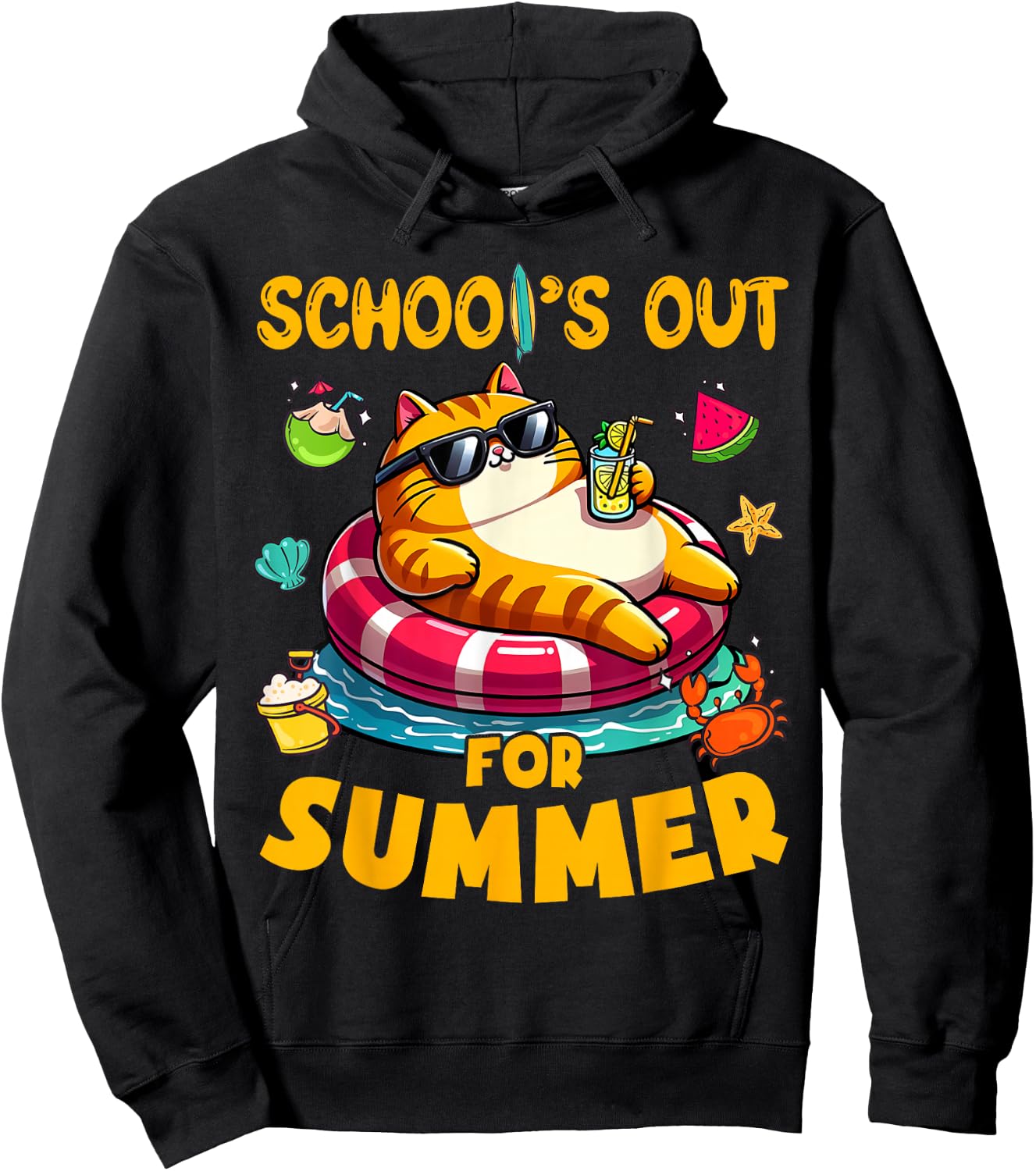 Schools Out For Summer Teacher Cat Lover Last Day Of School Hoodie - Hoodie | Black
