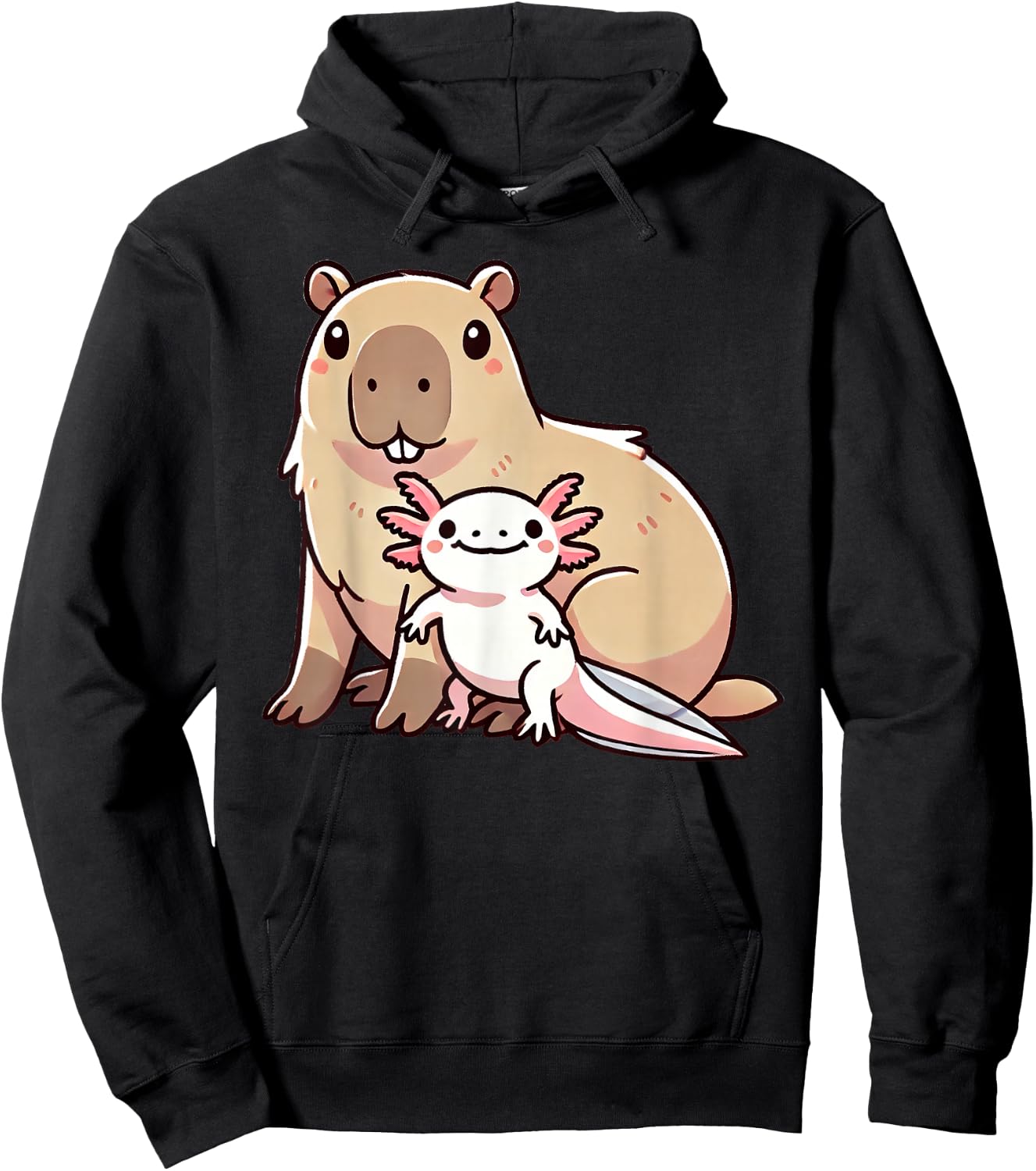 Adult Black Cartoon Animal Theme Classic Fit Short Sleeve Small Hoodie - Hoodie | Black