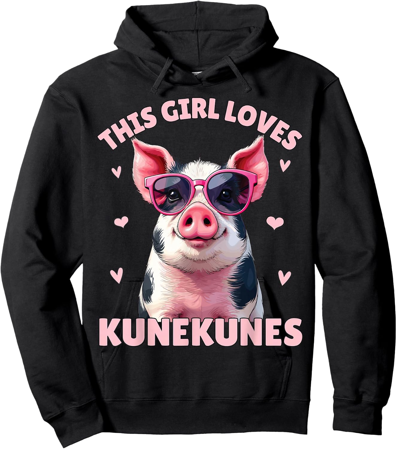 KuneKune Pig, This Girl Loves KuneKunes, Kunekune Pig Hoodie - Hoodie | Black