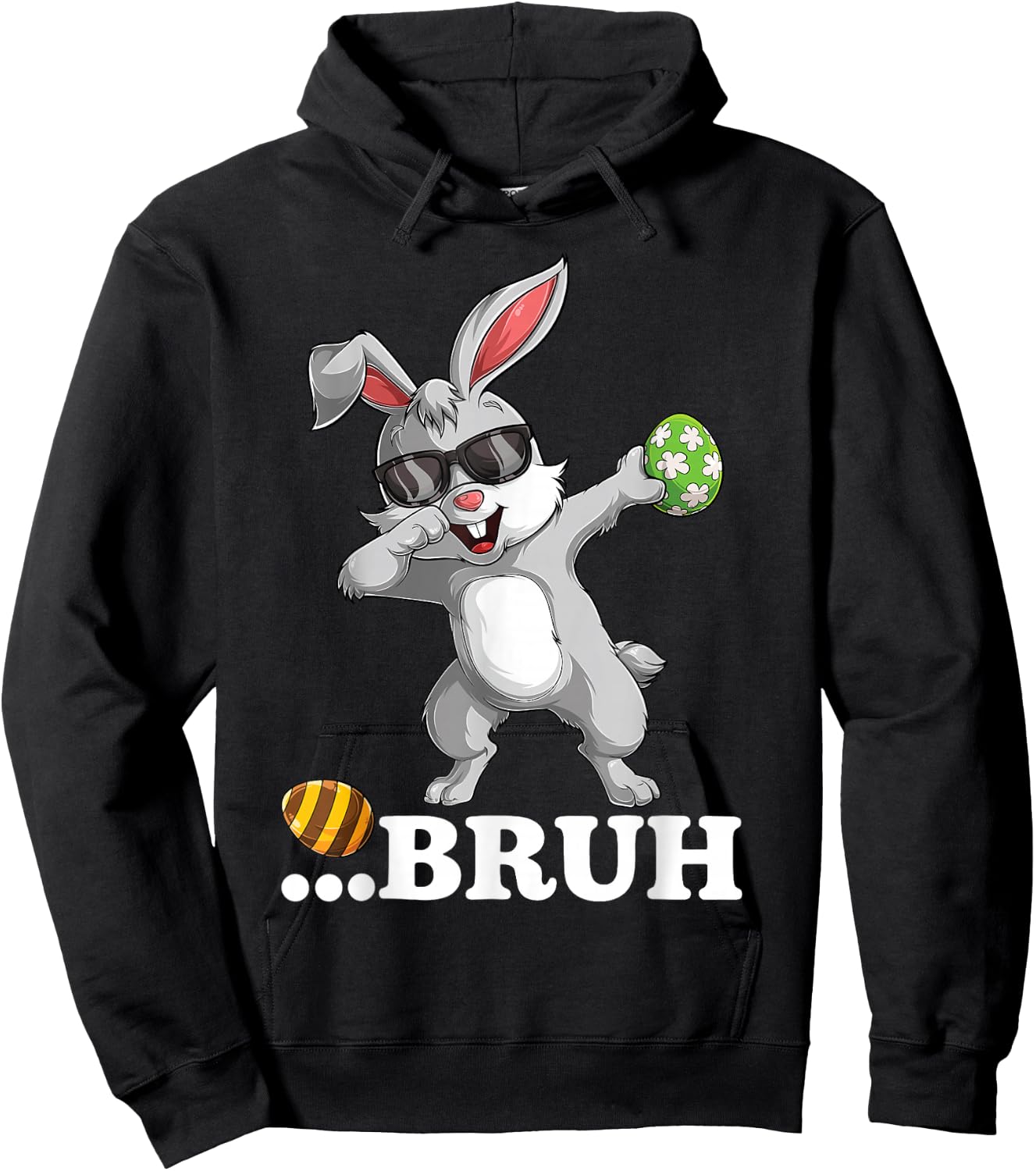 Bruh Dabbing Bunny Funny Kids Boys Easter Day Hoodie - Hoodie | Black