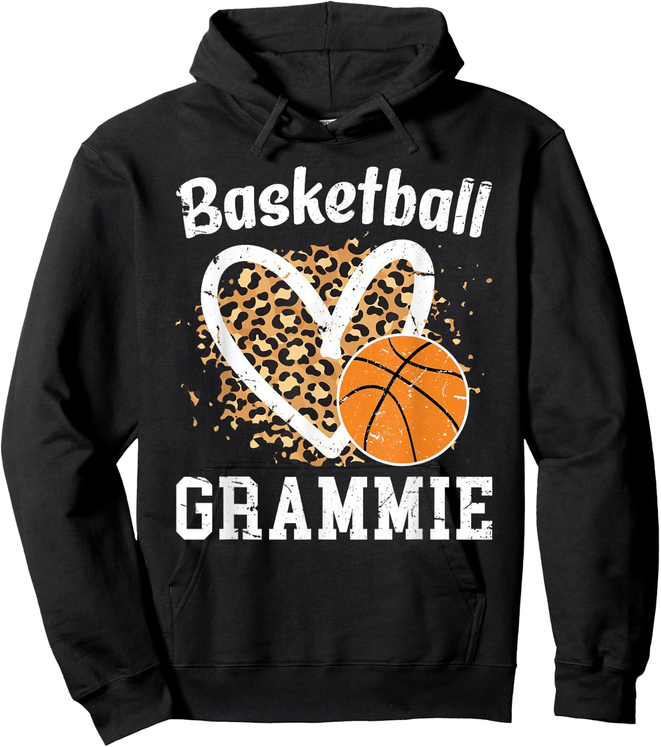 Basketball Grammie Leopard Grammie Of A Basketball Player Hoodie - Hoodie | Black