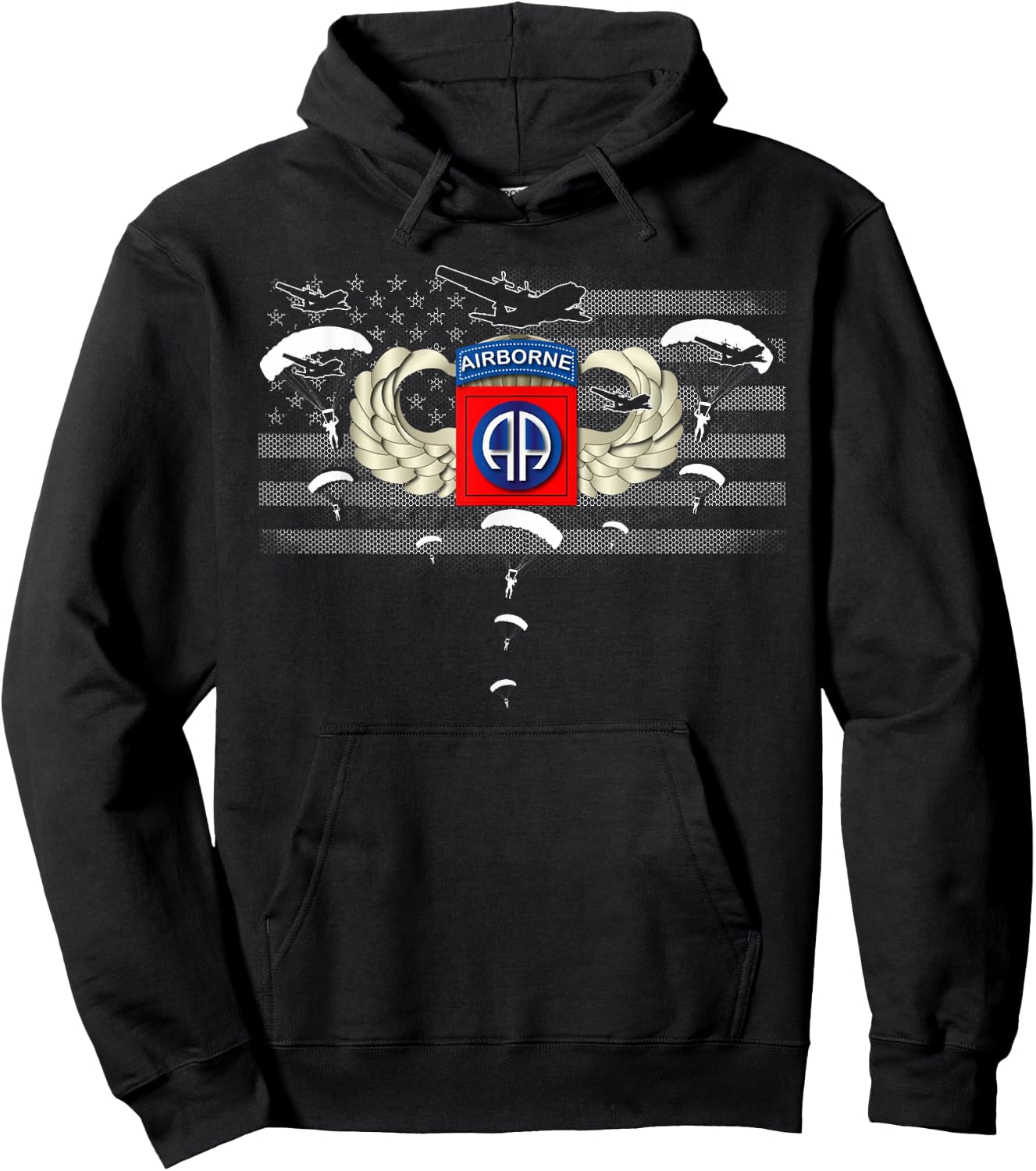 82nd Army Airborne Division Flag Patriotic , Veterans Day Women Men Hoodie - Hoodie | Black