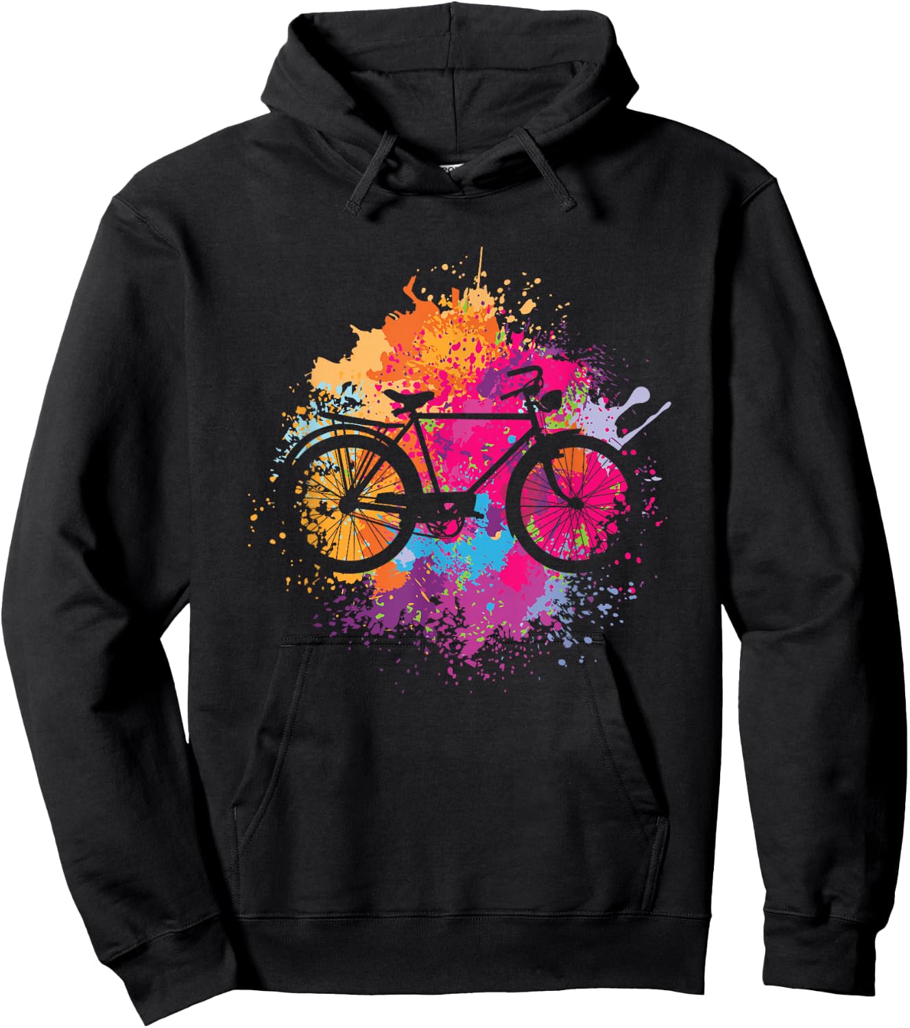 Vintage Bike with Splash Paint Hoodie - Hoodie | Black