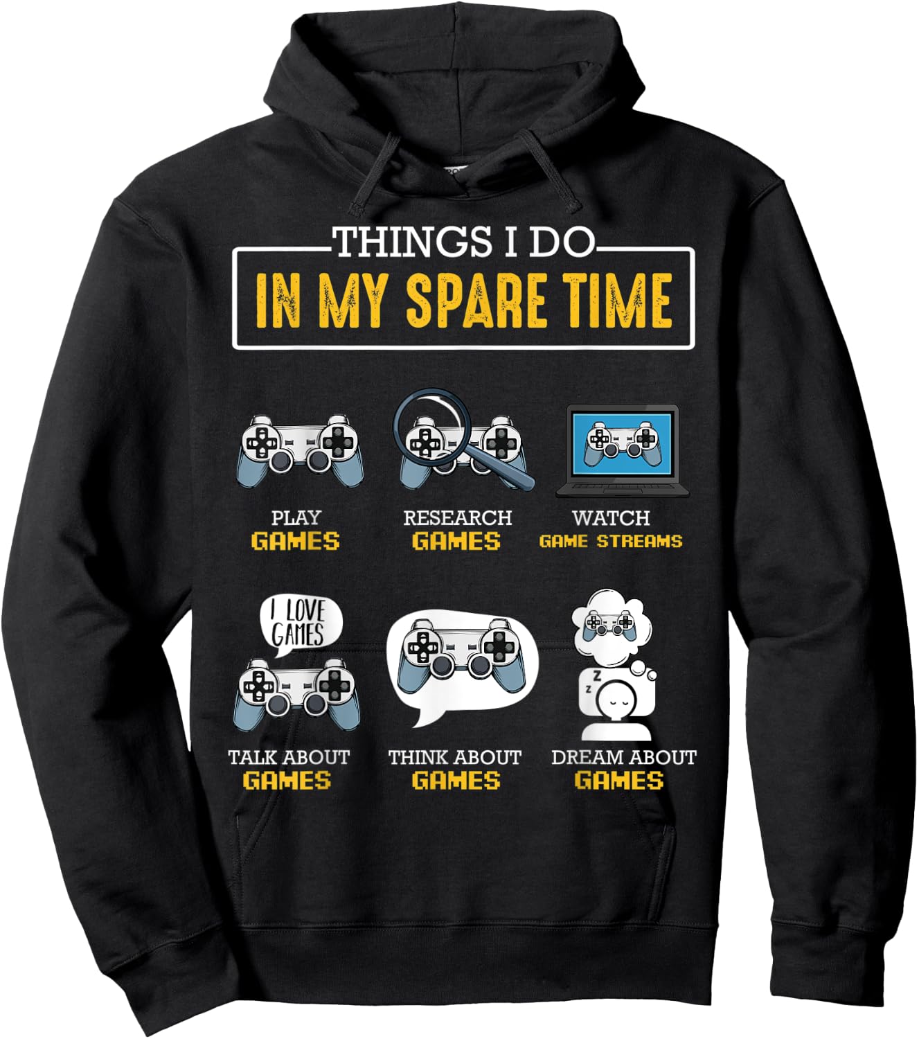 Things I Do In My Spare Time Gamer Controller Video Games Hoodie - Hoodie | Black