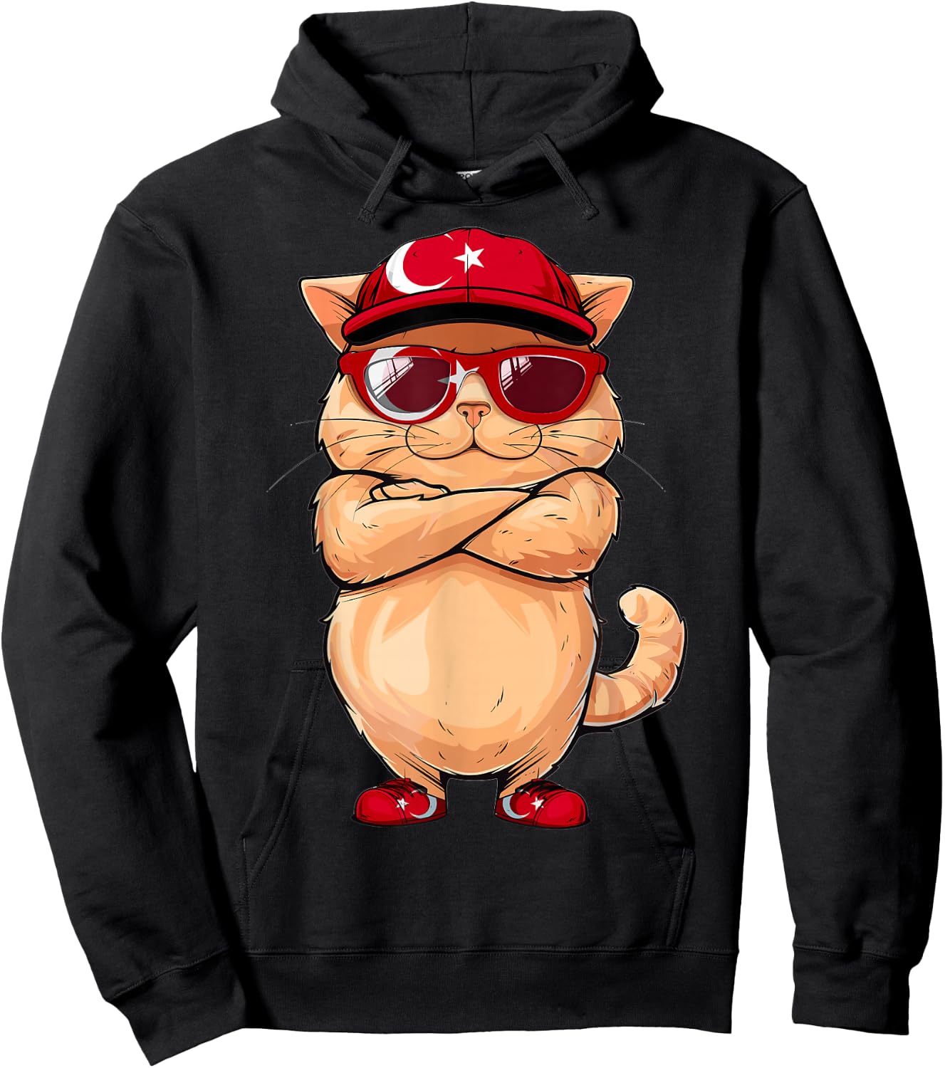 Turkish Flag Cat Mom Souvenirs Products Kitten Turkey Hoodie - Hoodie | Black