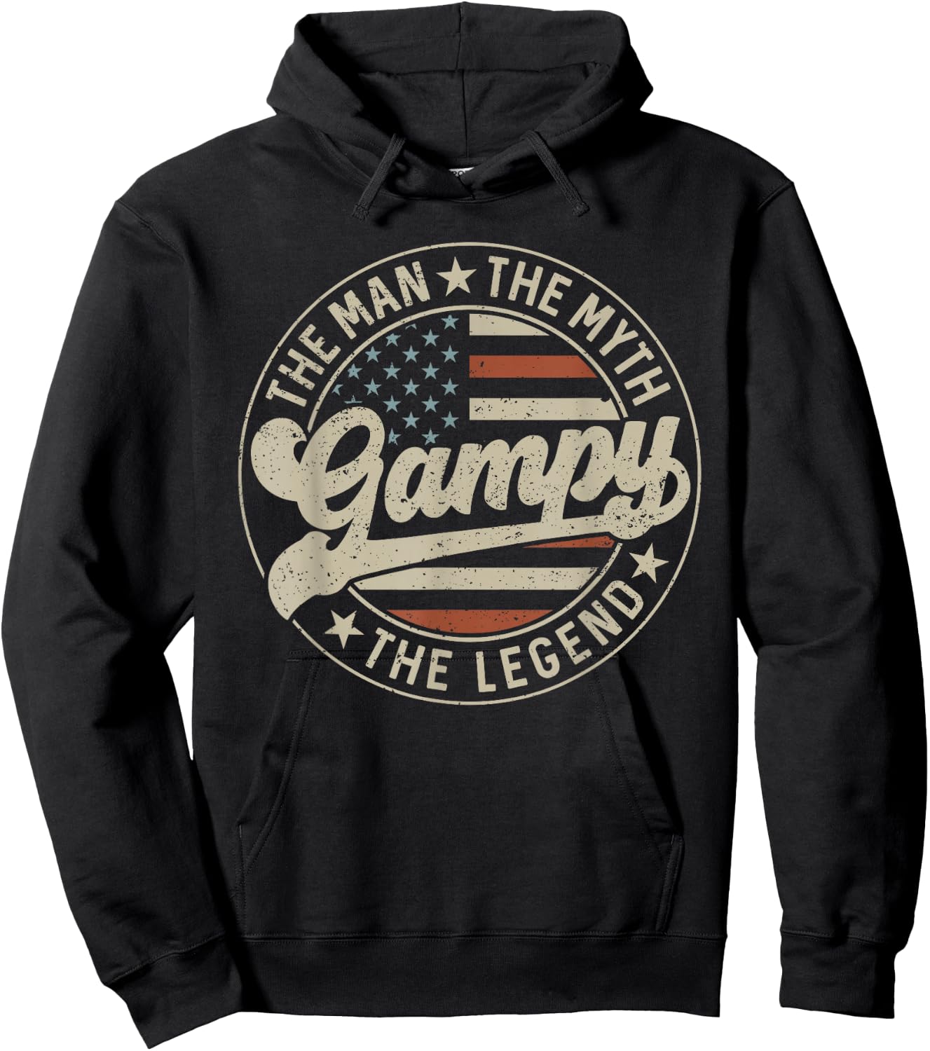Gampy The Man The Myth The Legend Us Flag Father's Day Hoodie - Hoodie | Black