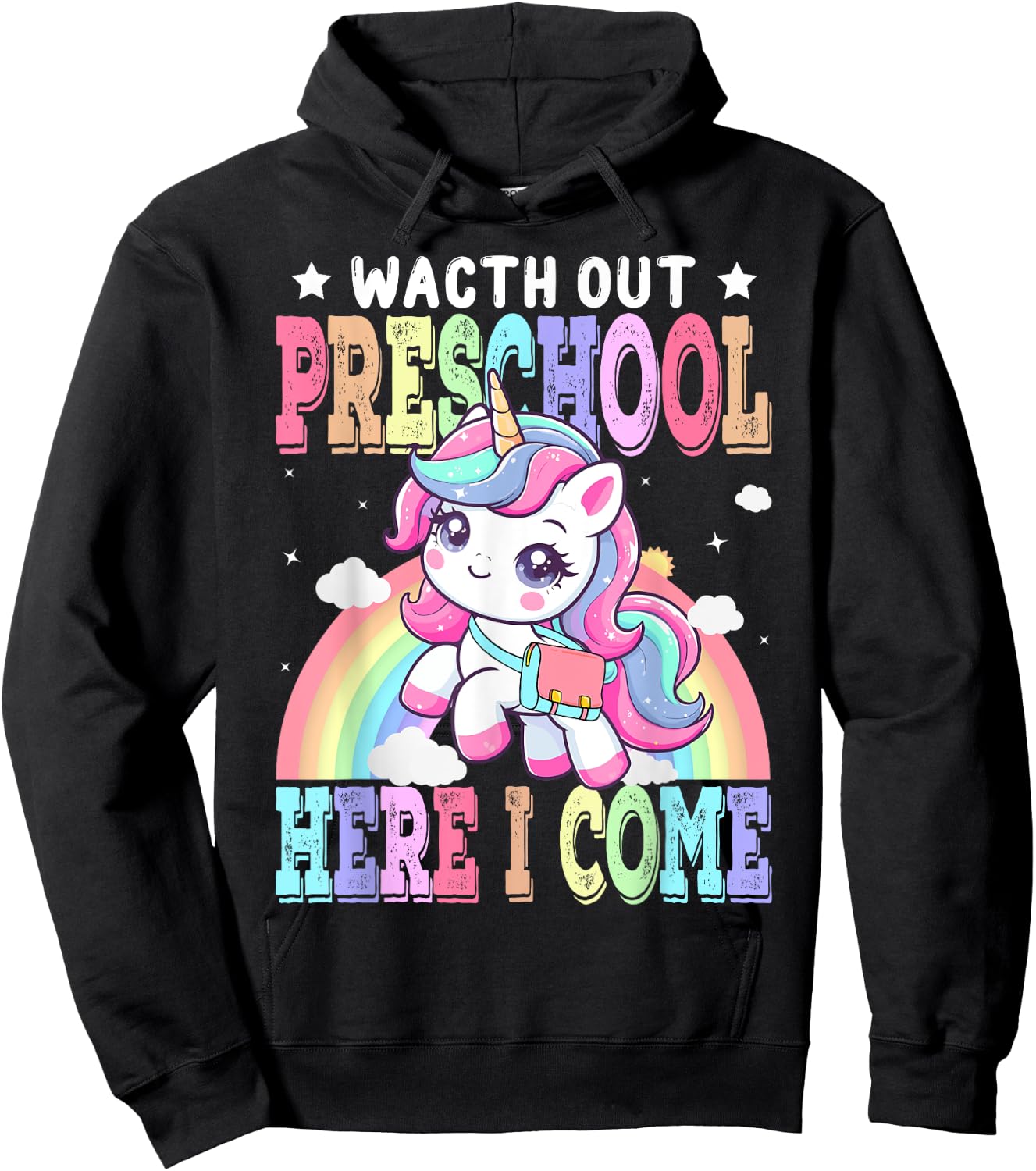 Watch Out Preschool Here I Come Unicorn Back To School Hoodie - Hoodie | Black