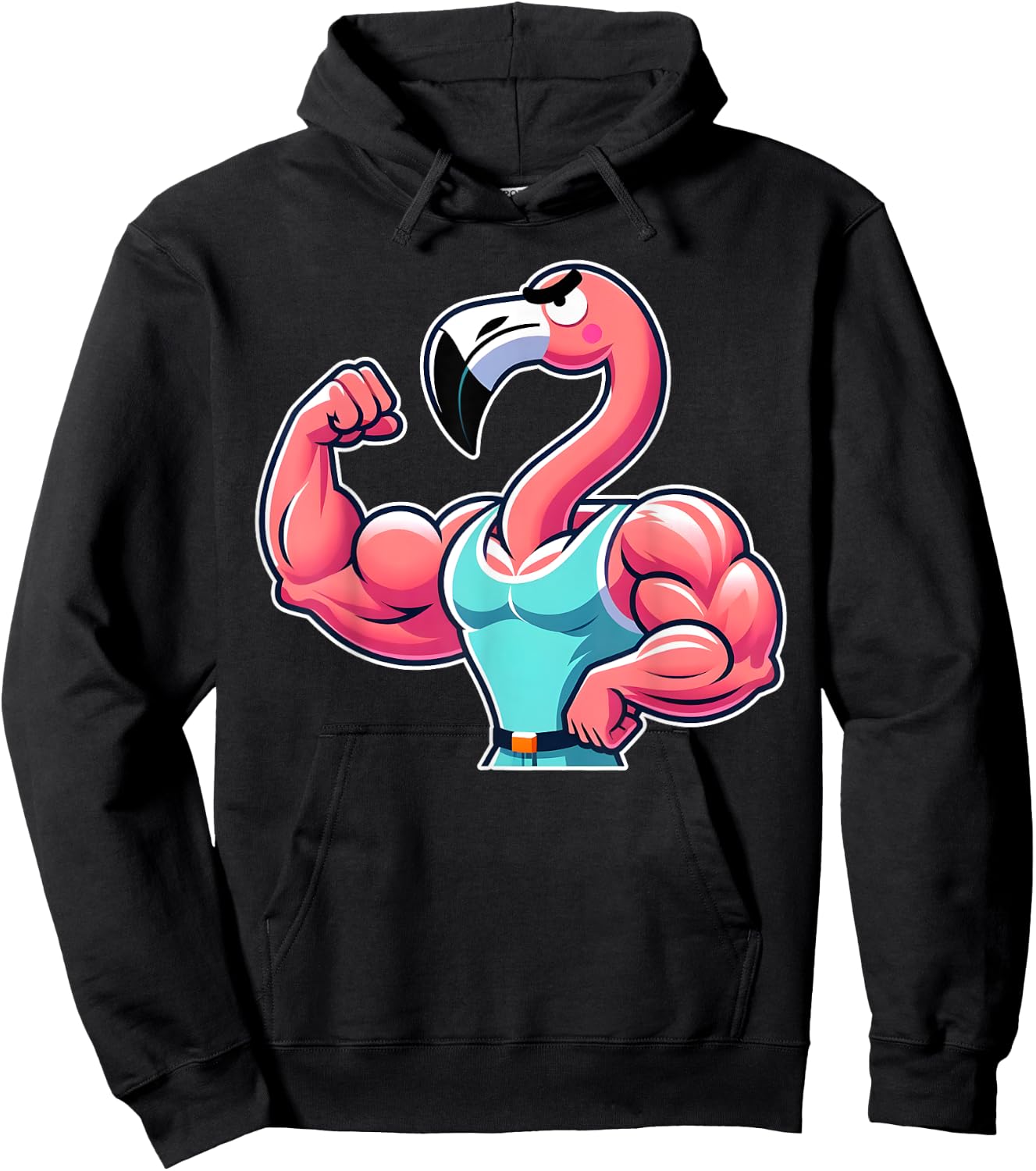 Bodybuilder Flamingo Flexing Muscles Workout Gym Enthusiast Hoodie - Hoodie | Black
