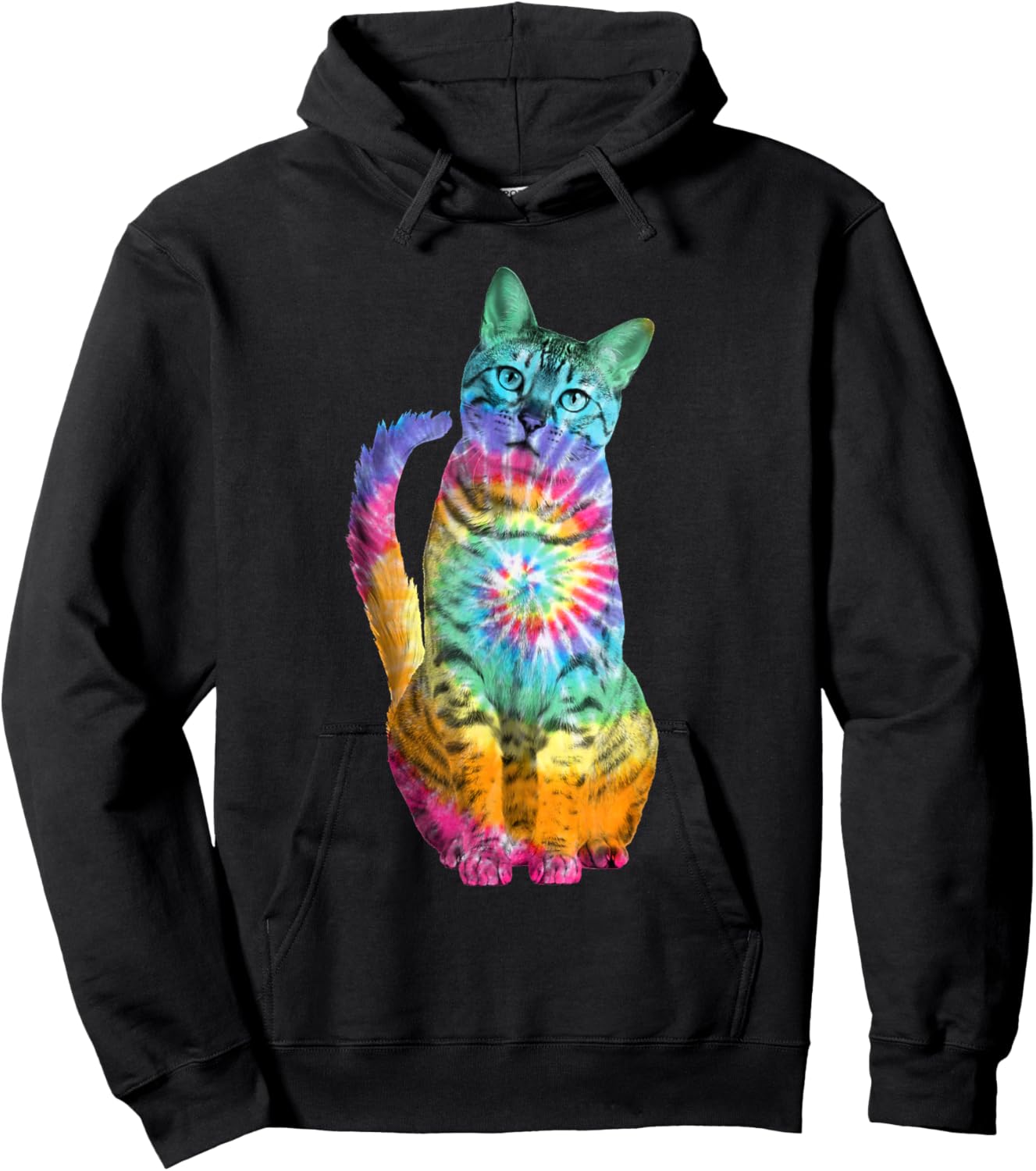 Tie Dye Cat Women Girls Kids Hoodie - Hoodie | Black