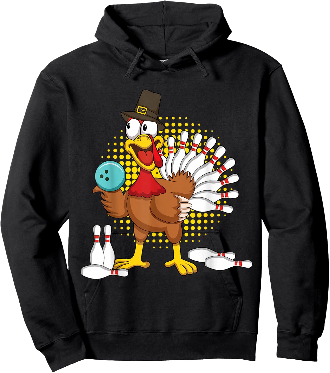 Autumn Turkey Funny Thanksgiving Turkey Bowling Hoodie - Hoodie | Black