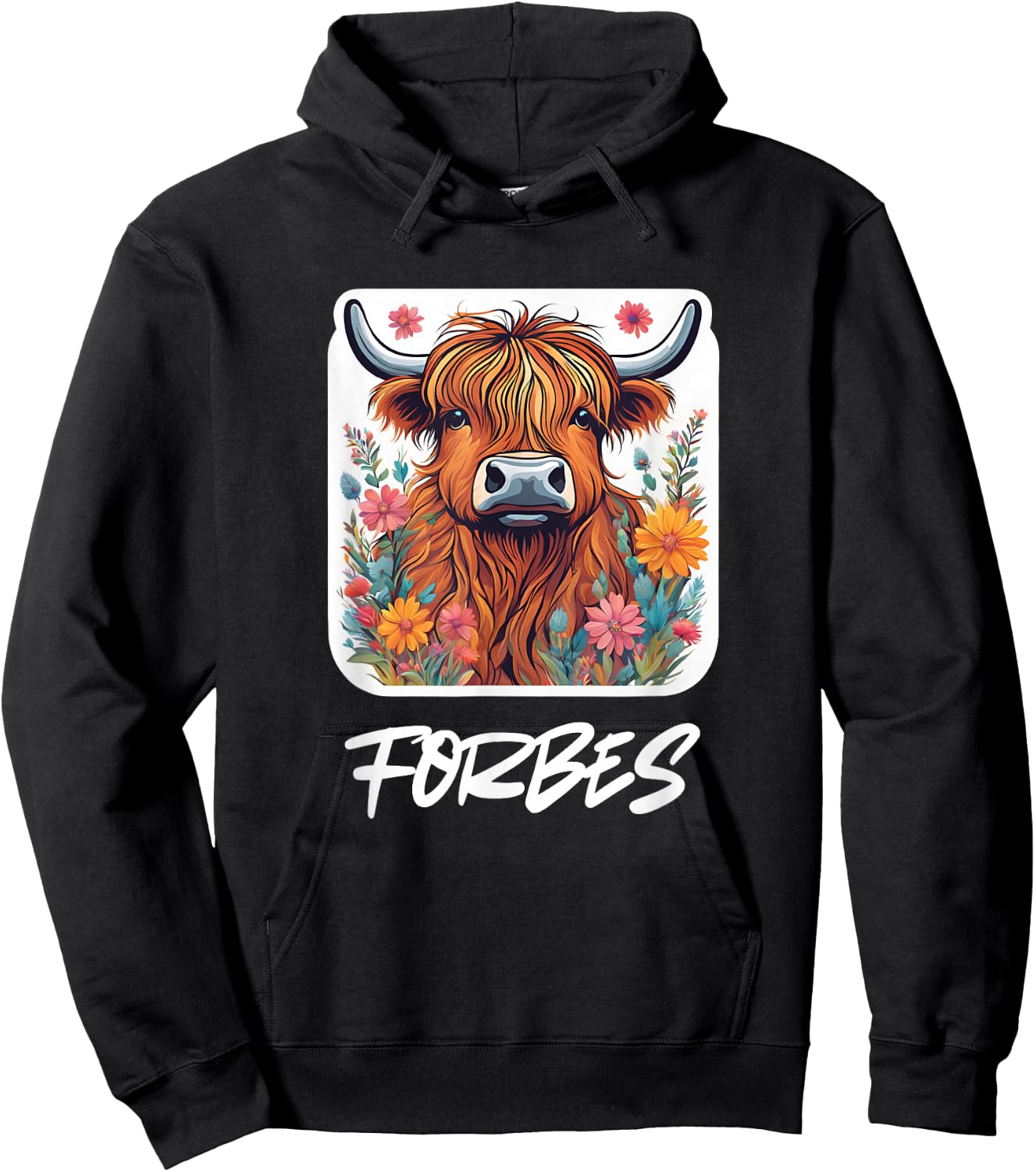 Forbes Clan Highland Cow Scottish Family Name Party Hoodie - Hoodie | Black