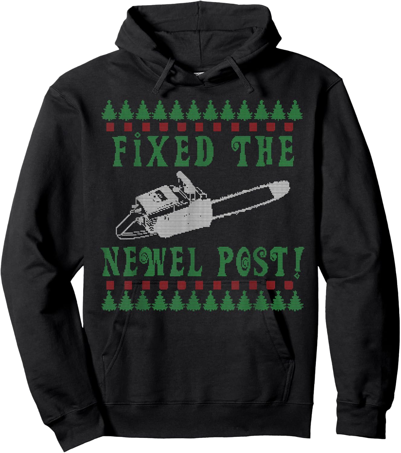 Funny Chainsaw Christmas Ugly Christmas Sweater Hoodie - Hoodie | Black