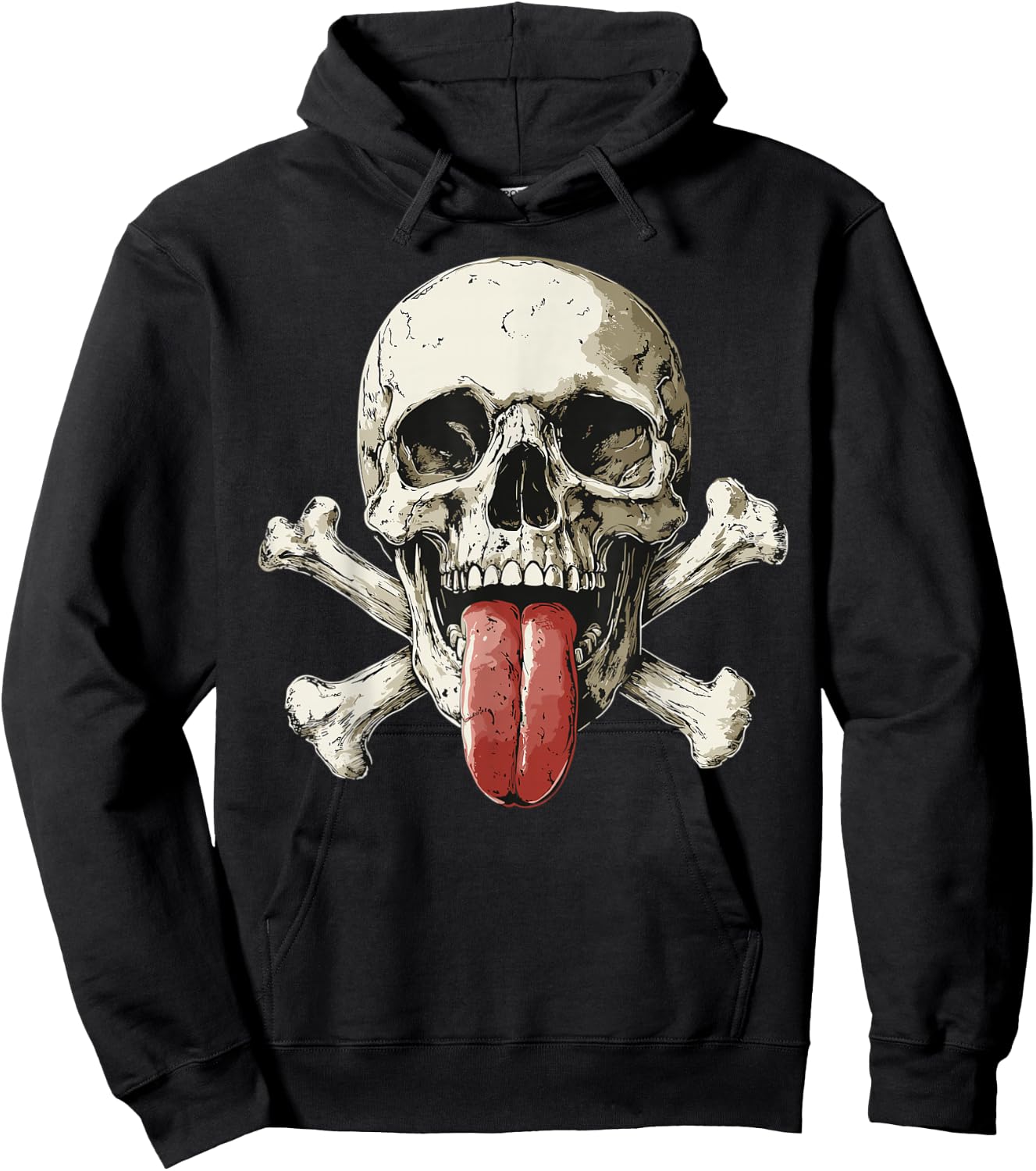 Modern Skull, Tongue Out Pirate Skull , Black, S Hoodie - Hoodie | Black