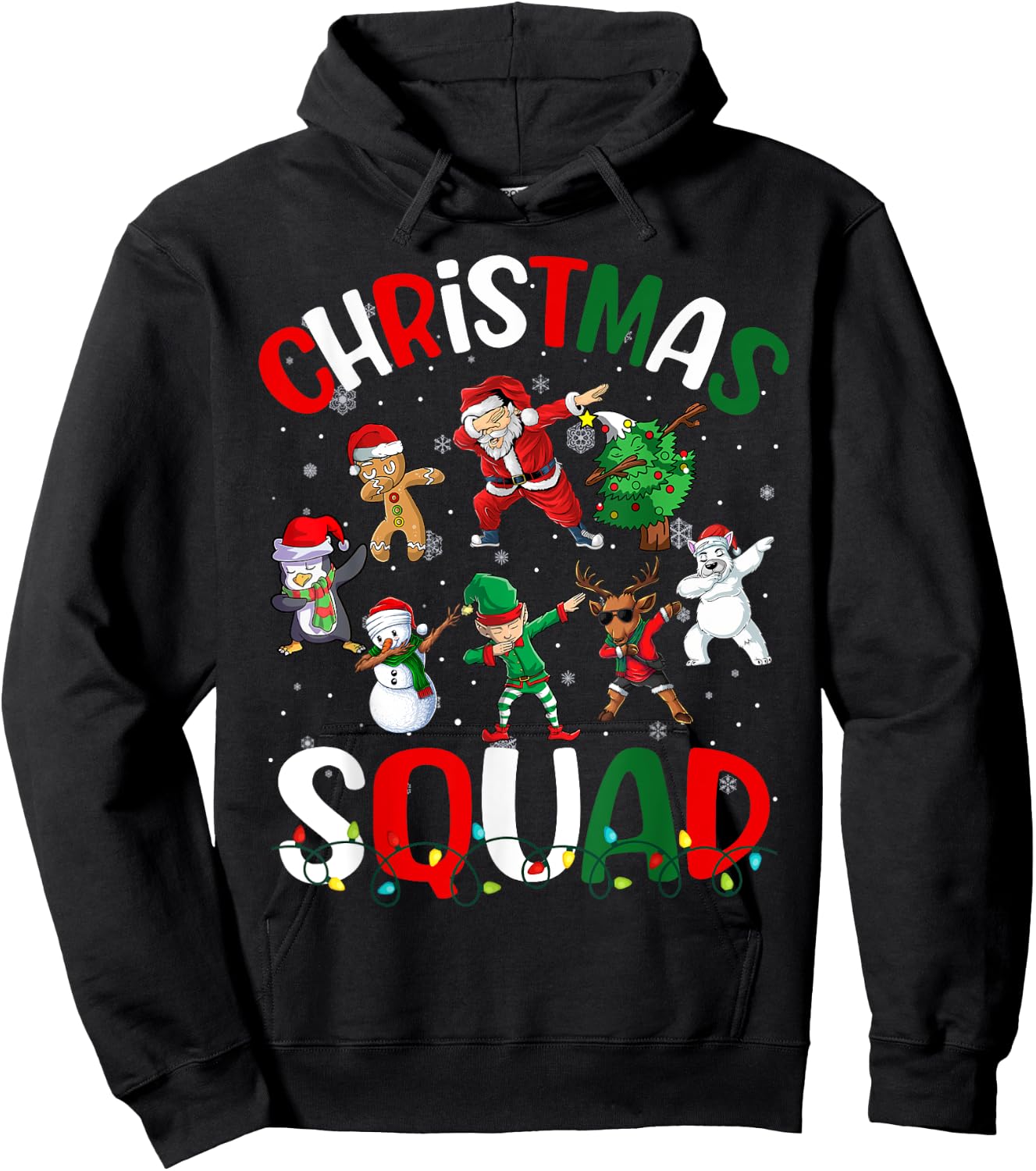 Dabbing Santa Elf Xmas PJs Christmas Girl Youth Boy Kids Hoodie - Hoodie | Black